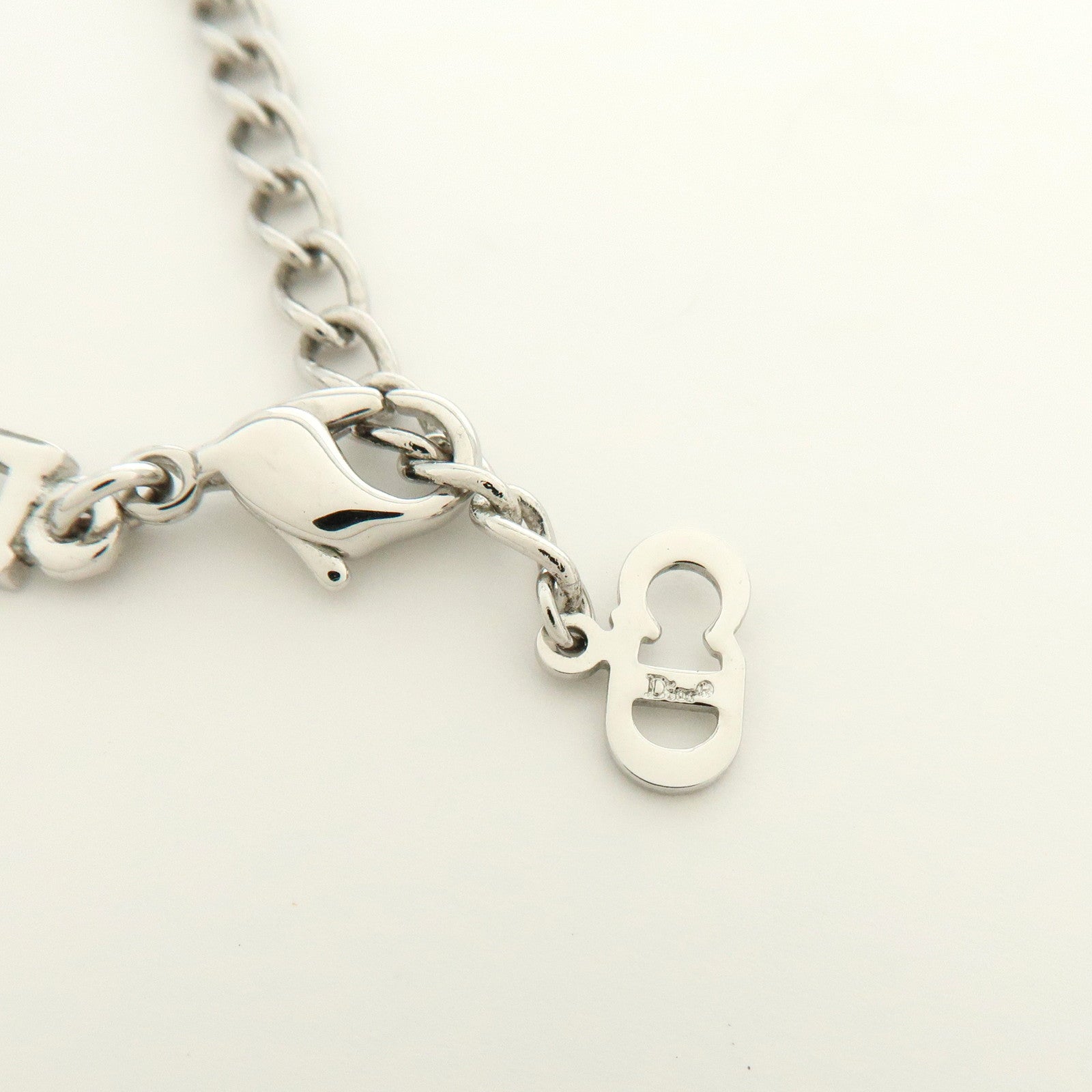 Christian Dior Logo Metal Necklace Silver Star Motif