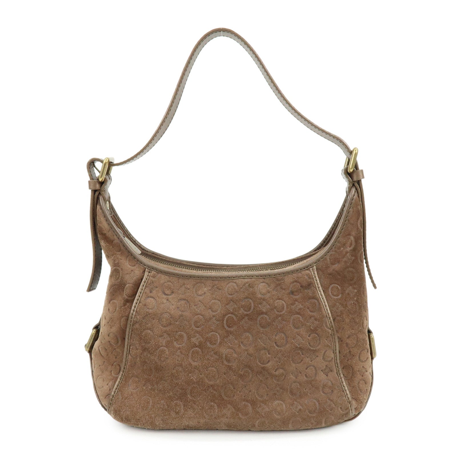 CELINE C Macadam Suede Leather Shoulder Bag Hand Bag Brown