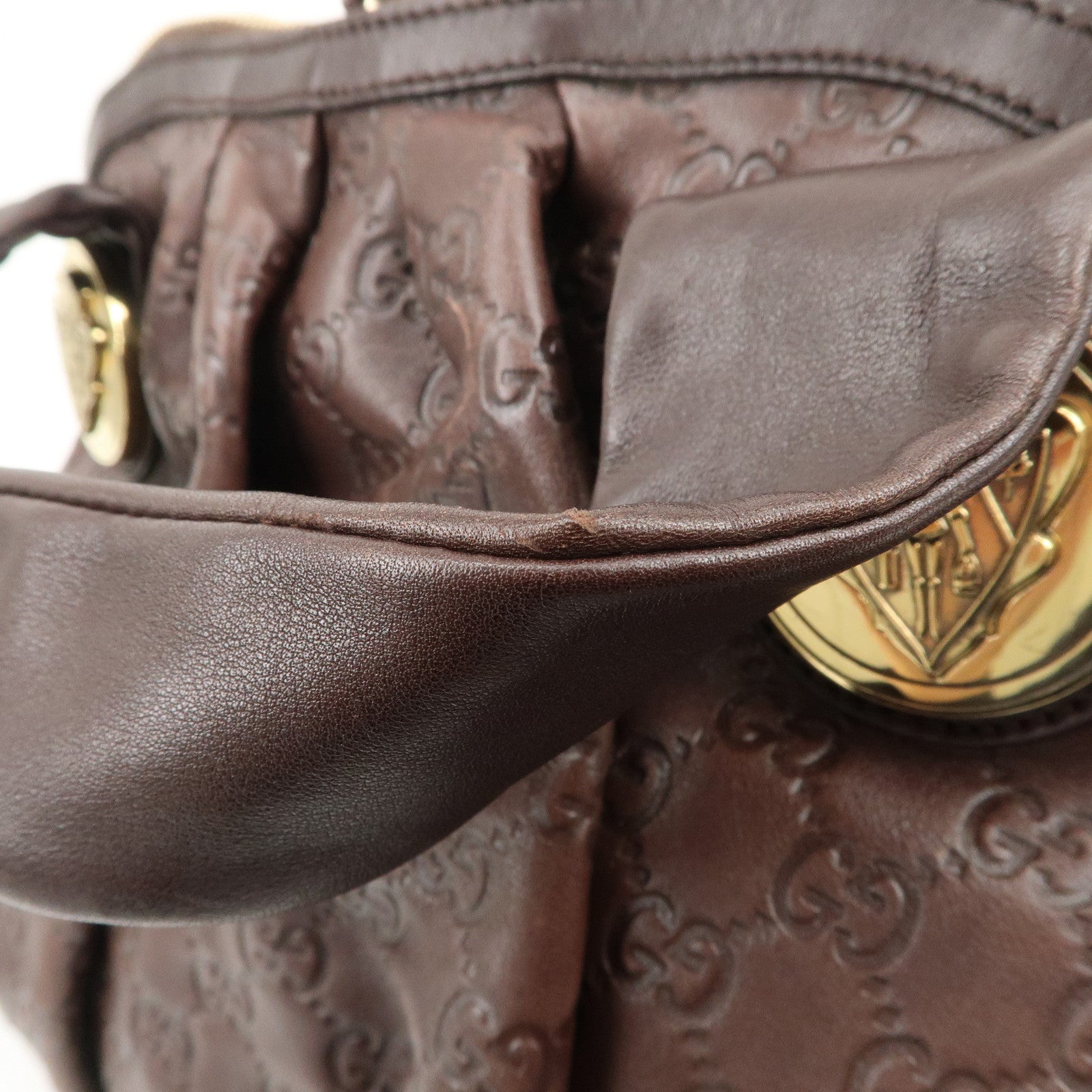 GUCCI Guccissima Histoire Leather Tote Bag Dark Brown 197019 Used