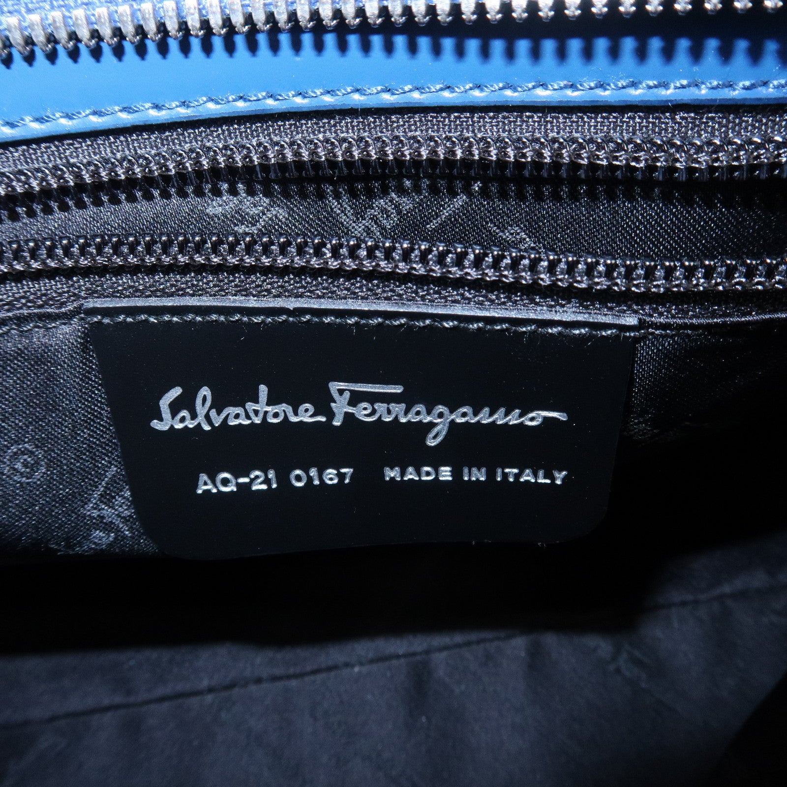 Ferragamo Gancini Logo Leather 2Way Bag Hand Bag Shoulder Bag Blue