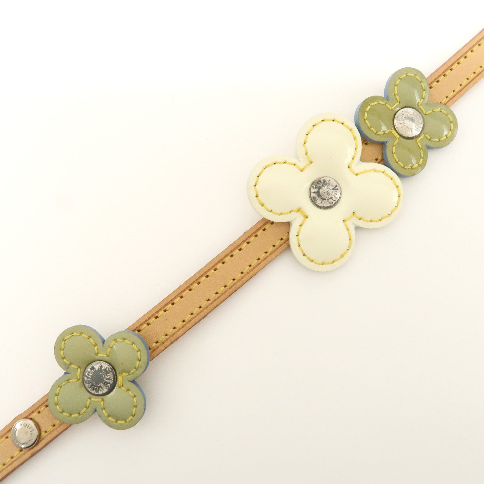 Louis Vuitton Nume Leather Vernis Lethear Flower Lexington Choker Bracelet Natural M92252