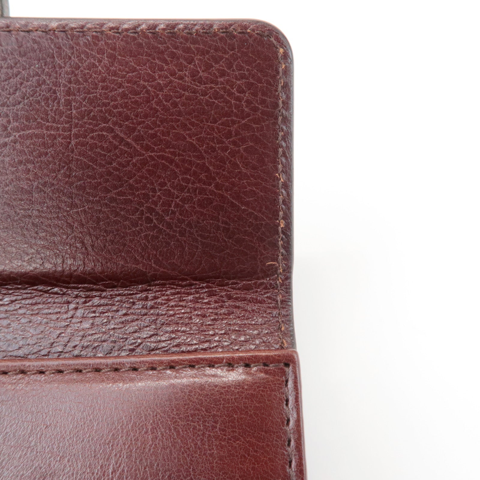 Christian Dior Leather Flower Embroidery Motif Compact Wallet Brown