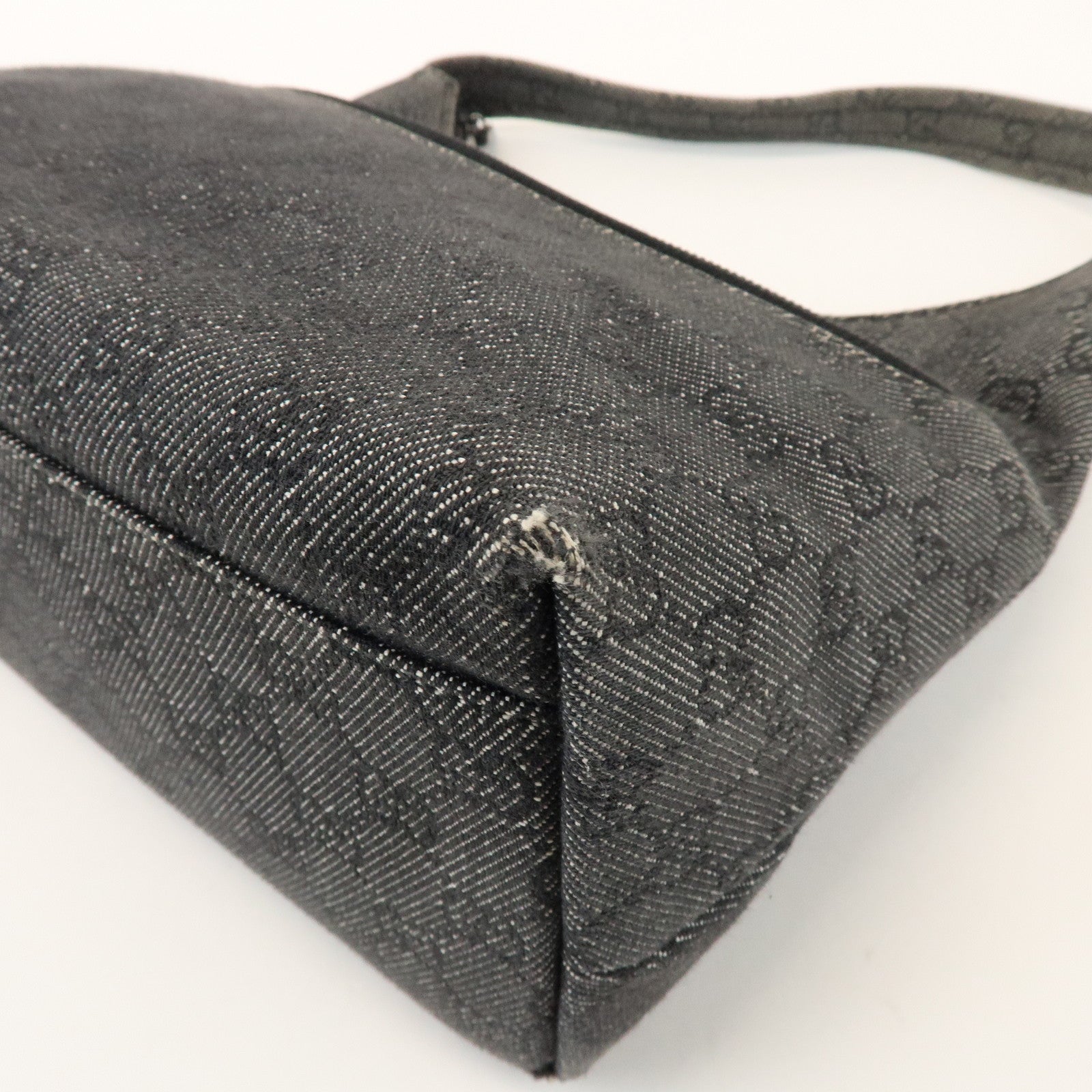 GUCCI GG Denim Leather Shoulder Bag Hand Bag Black 105649