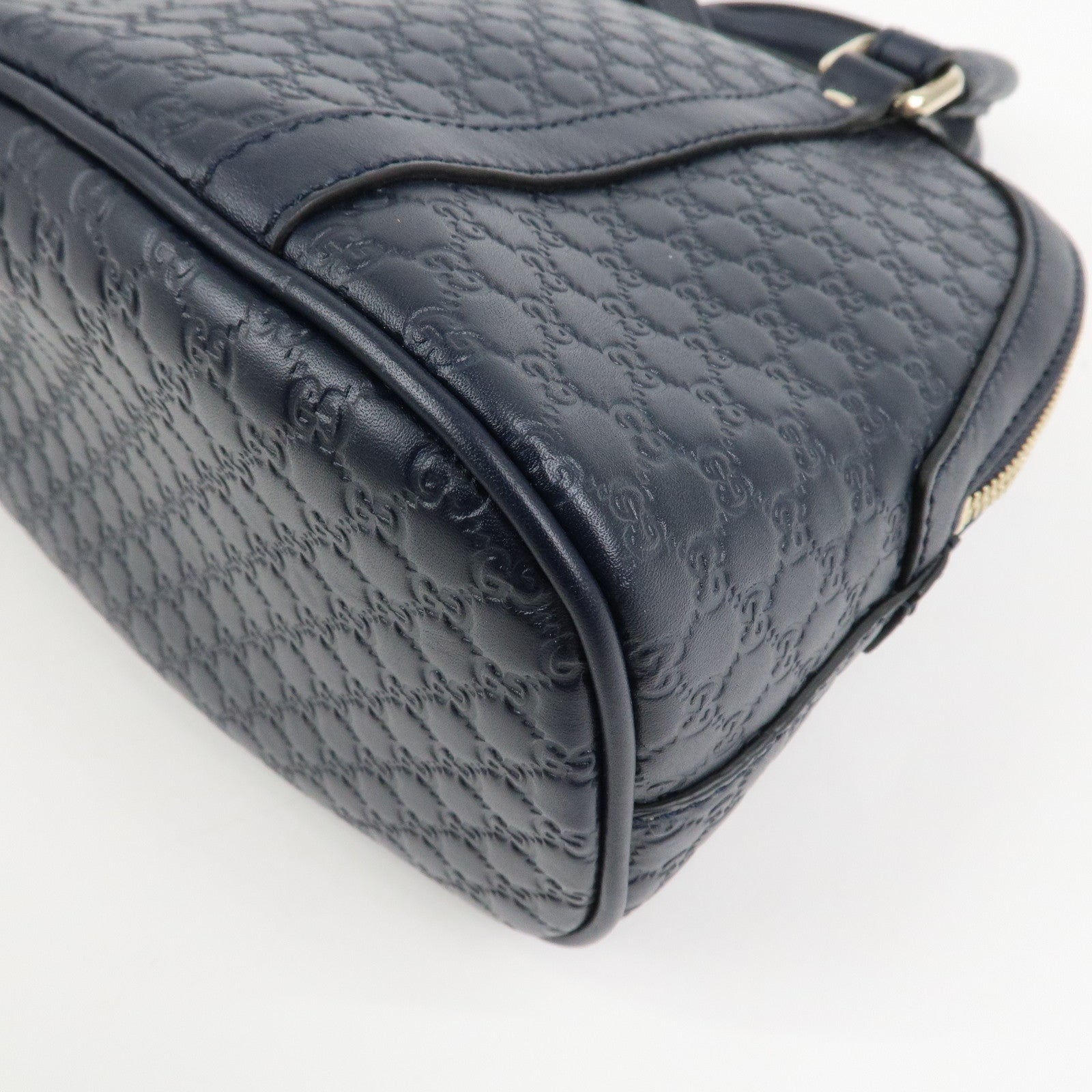 GUCCI Micro Guccissima Leather 2Way Hand Shoulder Bag Navy 449654