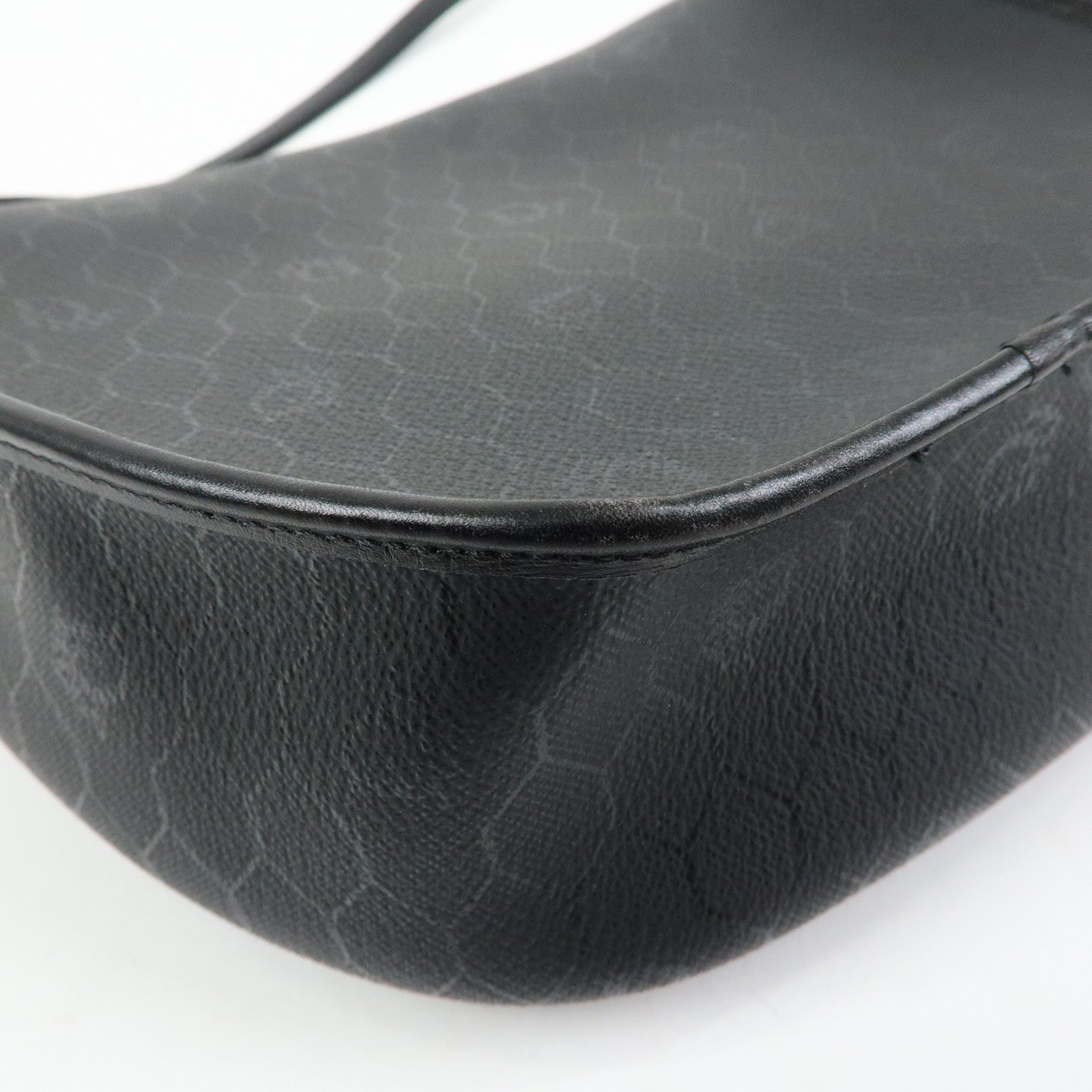 Christian Dior Honeycomb PVC Leather Shoulder Bag Crossbody Black