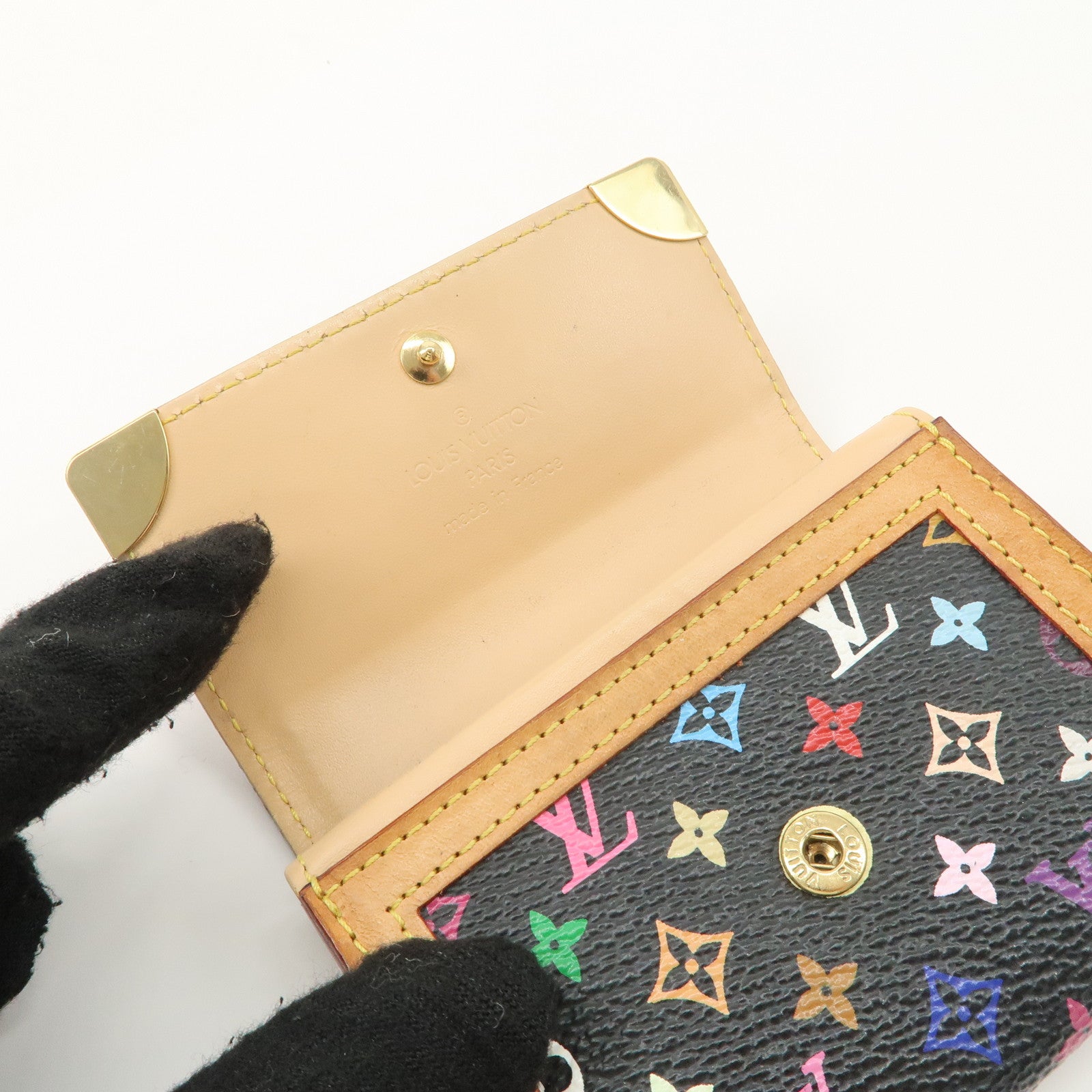 Louis Vuitton Monogram Multicolor Porte Monnaie Plat Coin Case Noir M92656 Used