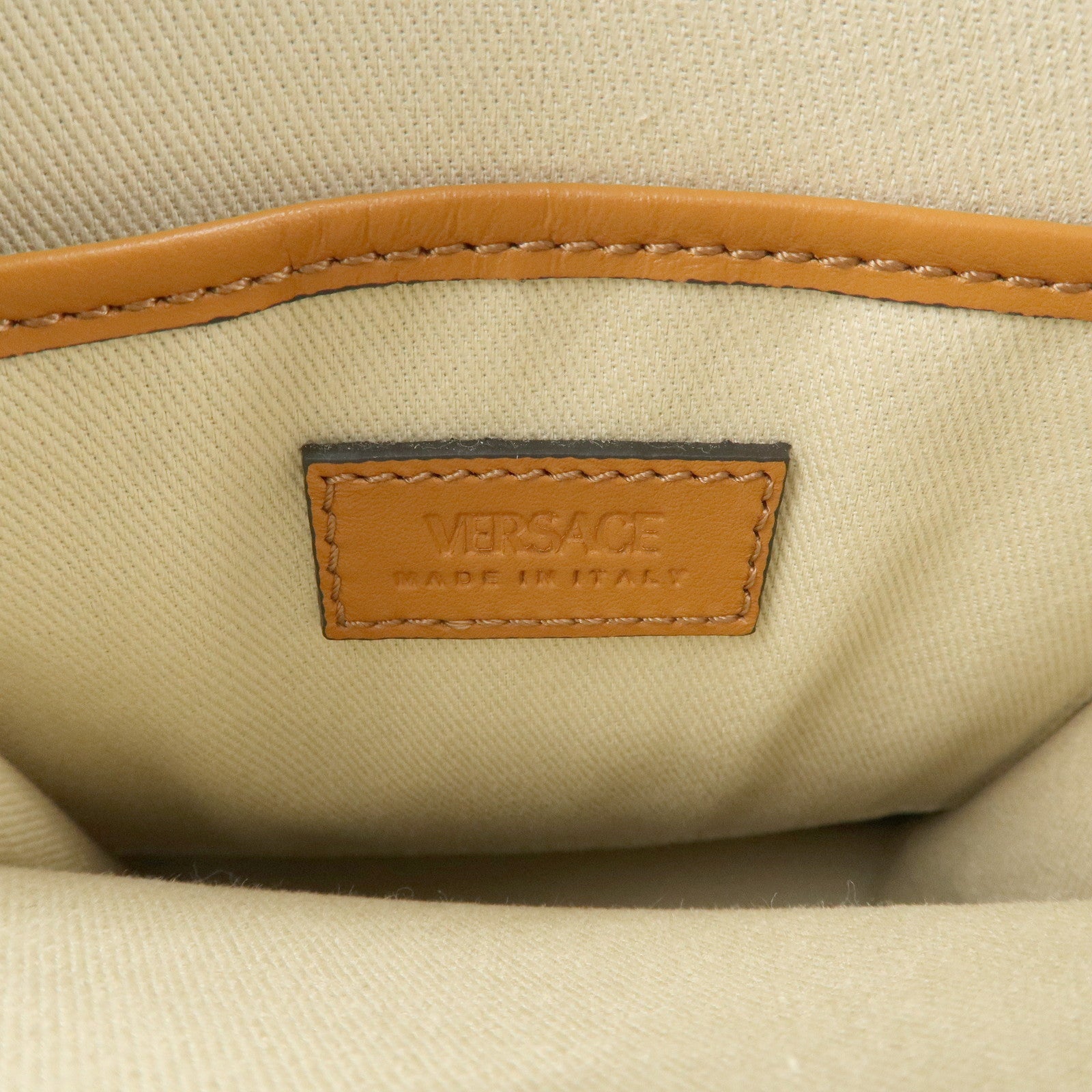 GIANNI VERSACE Leather Denim 2Way Hand Bag Shoulder Bag Blue Brown Used