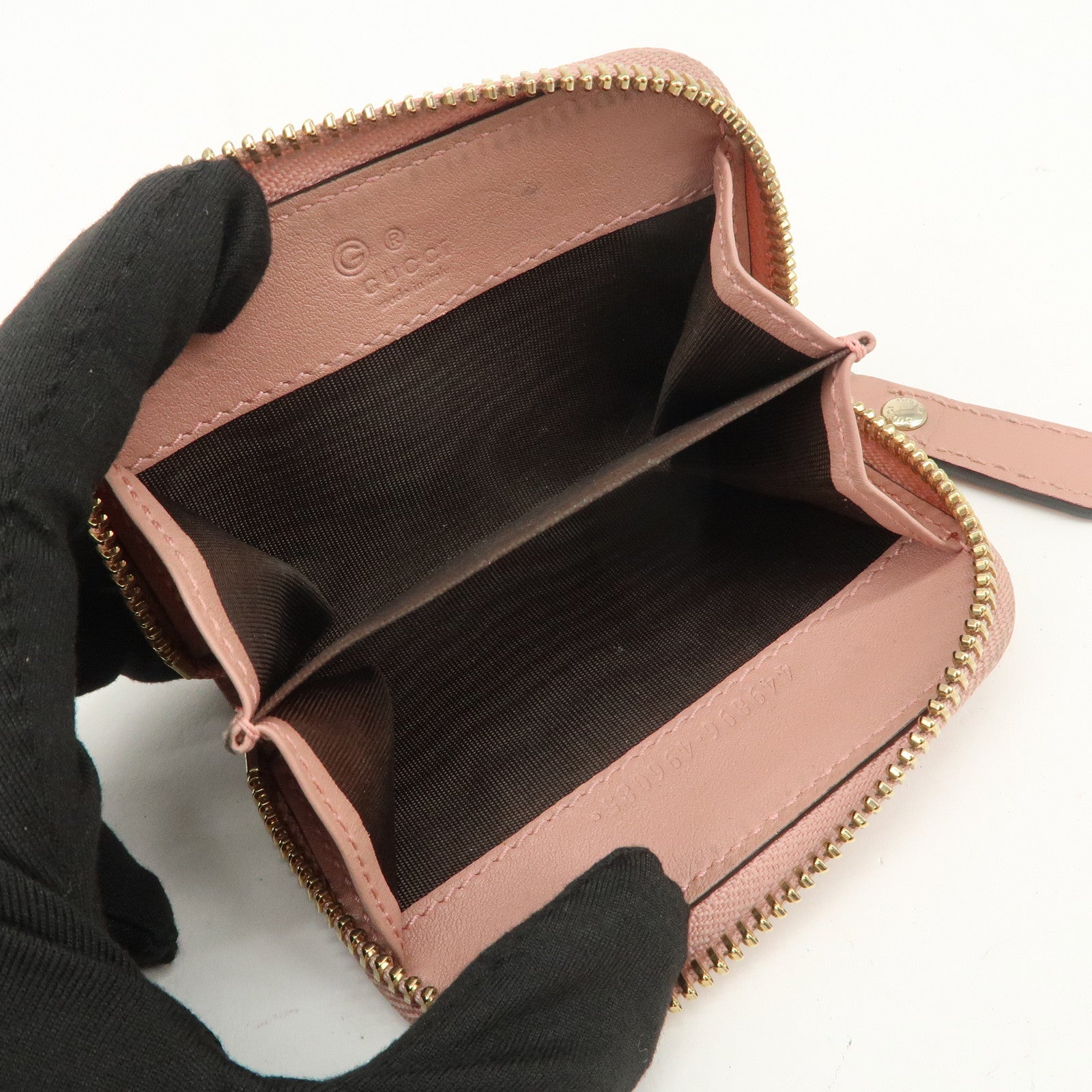 GUCCI Micro Guccissima Leather Coin Case Coin Purse Pink 449896