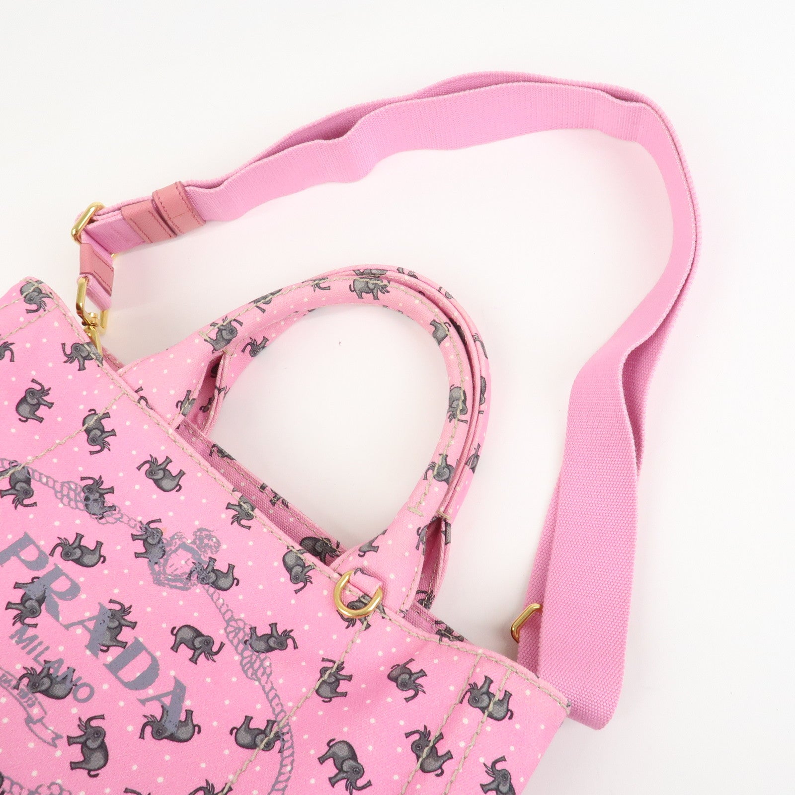 PRADA Canapa Mini Canvas Elephant 2Way Bag Shoulder Bag 1BG439