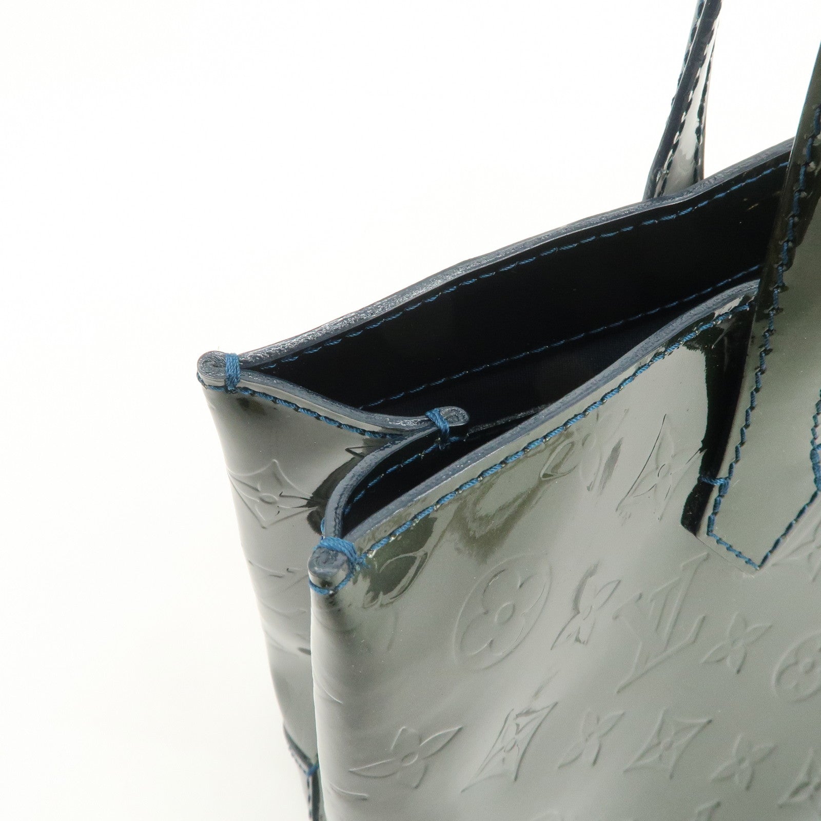 Louis Vuitton Monogram Vernis Wilshire PM Hand Bag Bleu Nuit M93684