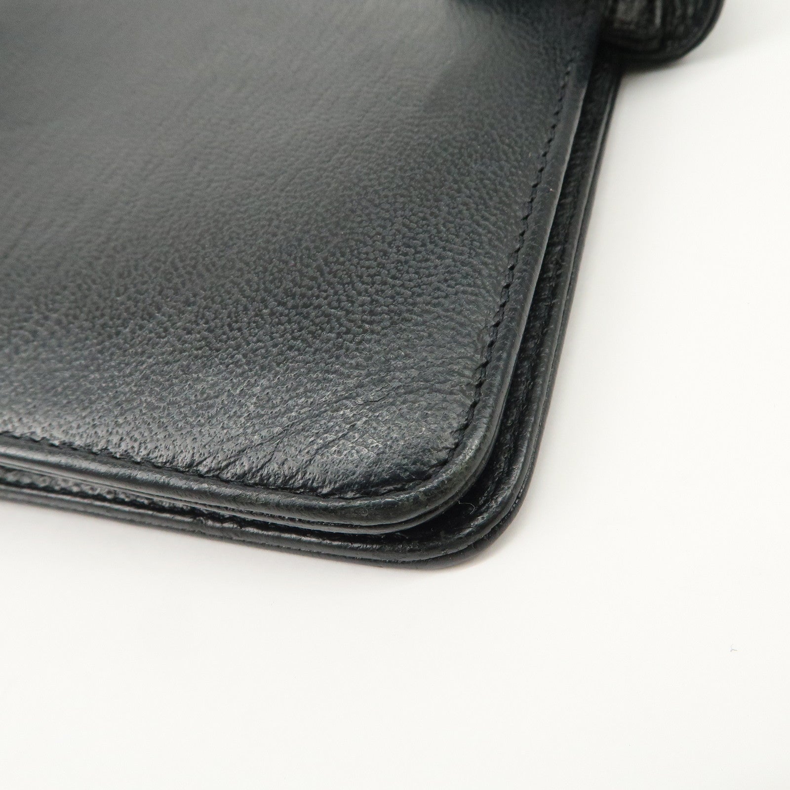 CHANEL COCO Mark Leather Planner Cover Black Gold Hardware Used