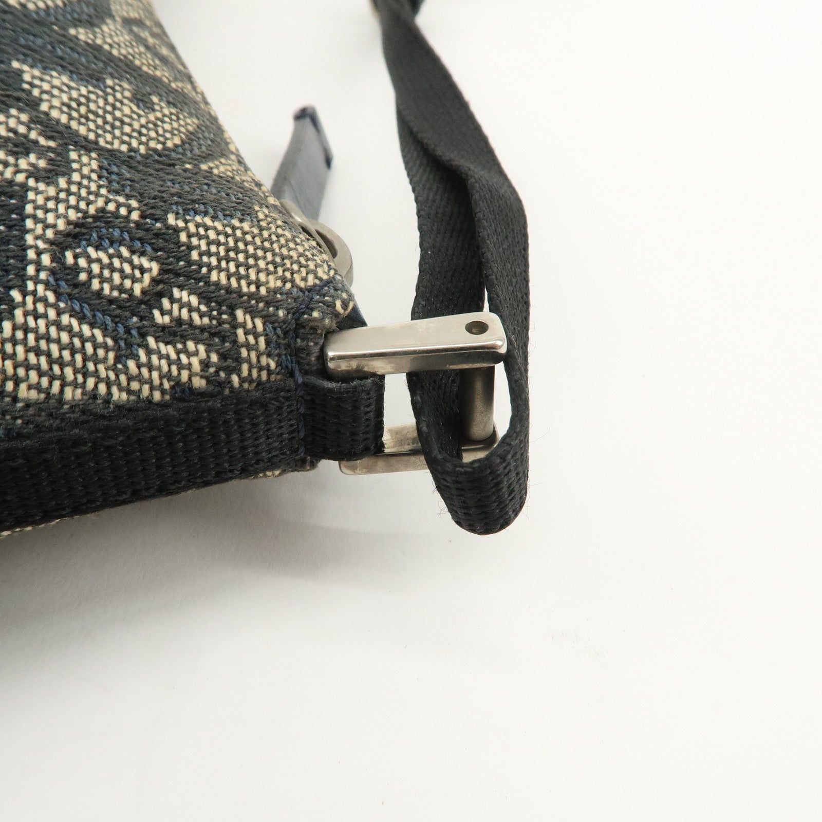 Christian Dior Trotter Canvas Leather Shoulder Bag Hand Bag Navy