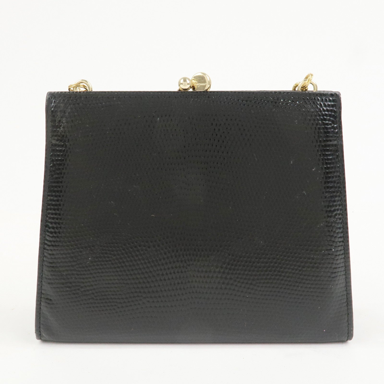 Ferragamo Vara Ribbon Embossed Leather Chain Shoulder Bag Black