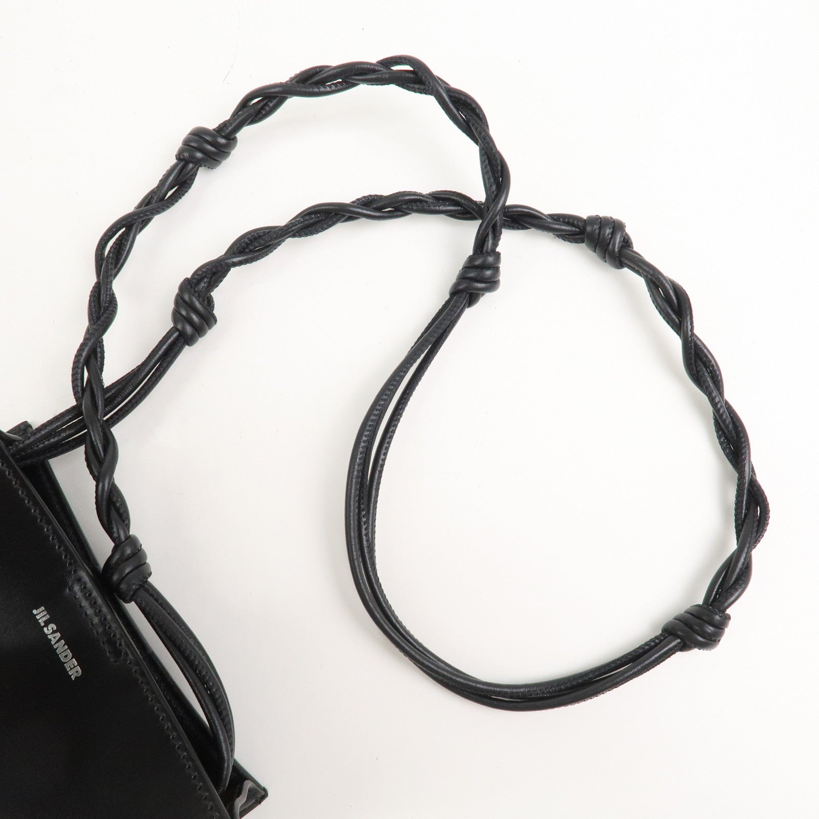 JIL SANDER Tangle Leather Small Shoulder Bag Crossbody Bag Black
