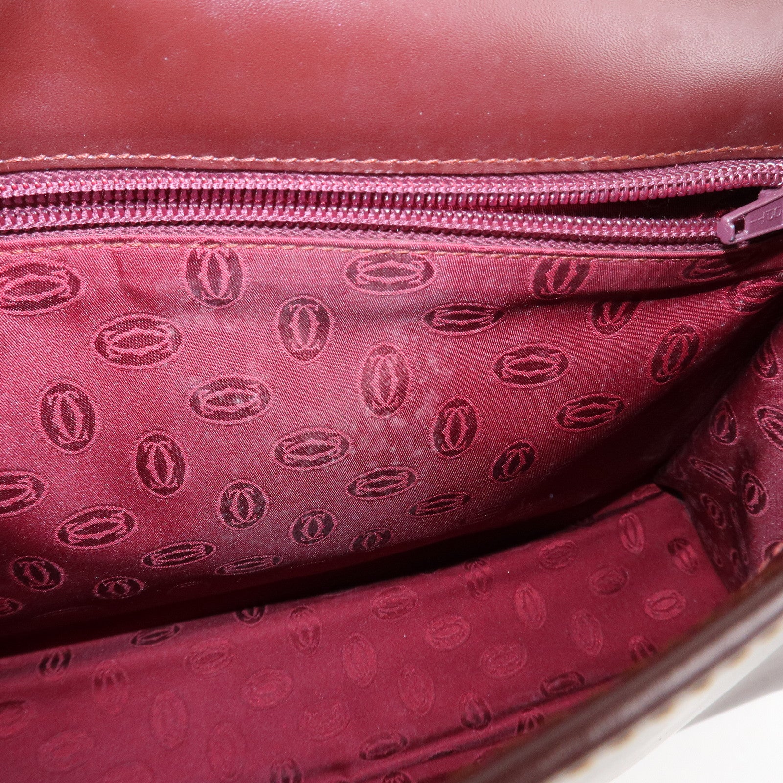 Cartier Must Line Leather Hand Bag Bordeaux Gold HDW