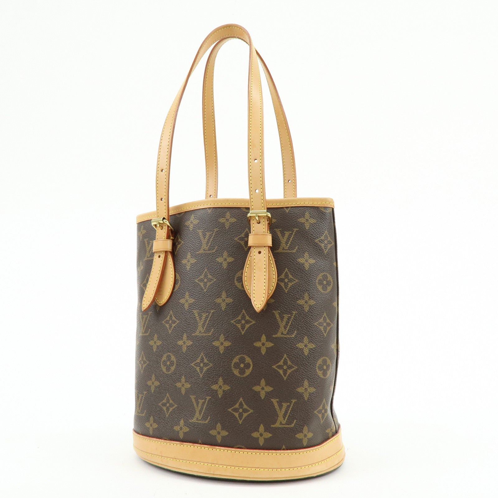 Louis Vuitton Monogram Canvas Bucket PM Hand Bag Brown M42238