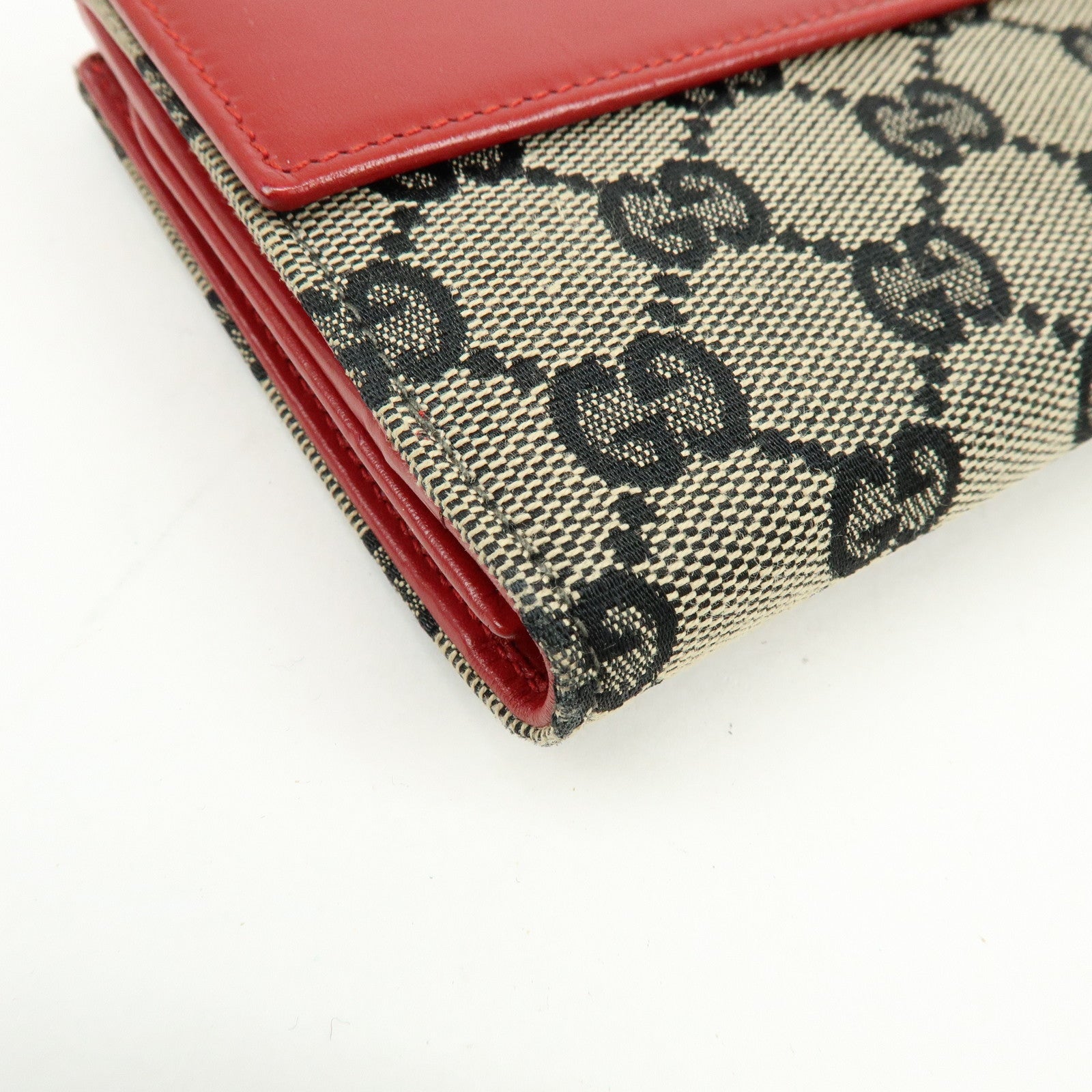 GUCCI Jackie GG Canvas Leather Long Wallet Beige Red 035.0416.2134