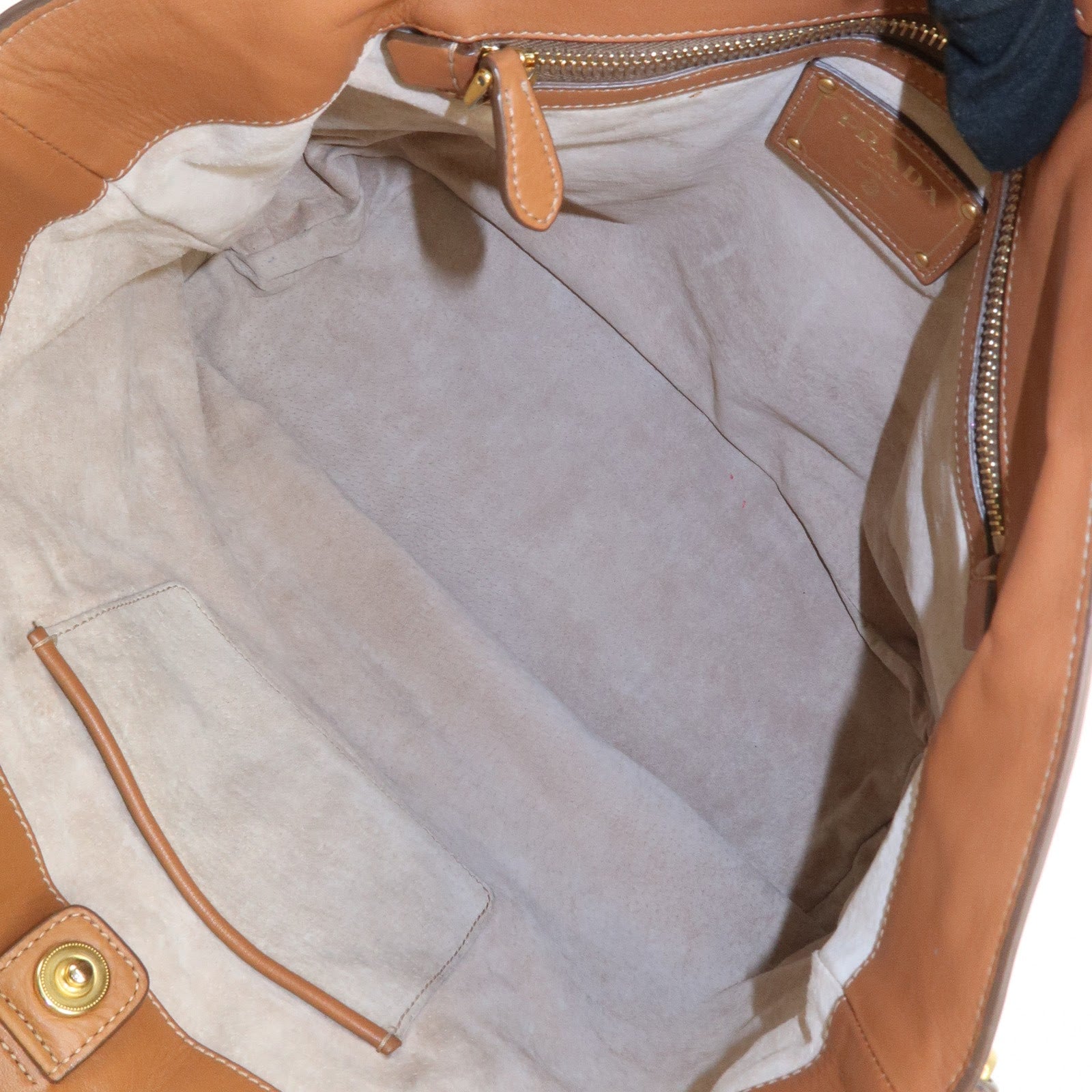 PRADA Calf Leather 2Way Bag Hand Bag Shoulder Bag Brown BN1902