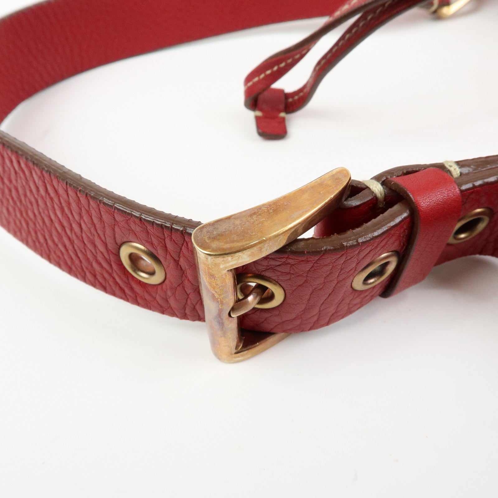 PRADA Triangle Logo Nylon Leather Shoulder Bag Hand Bag Red