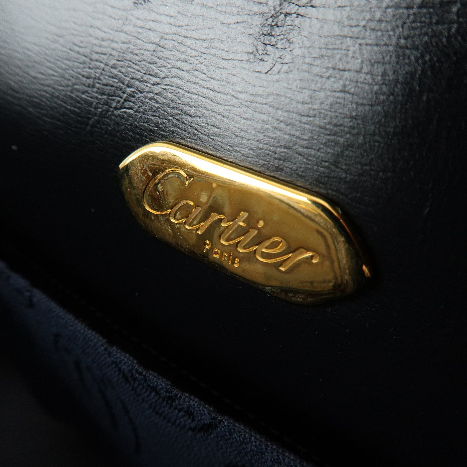 Cartier Sapphire Line Leather Shoulder Bag Crossbody Bag Dark Navy