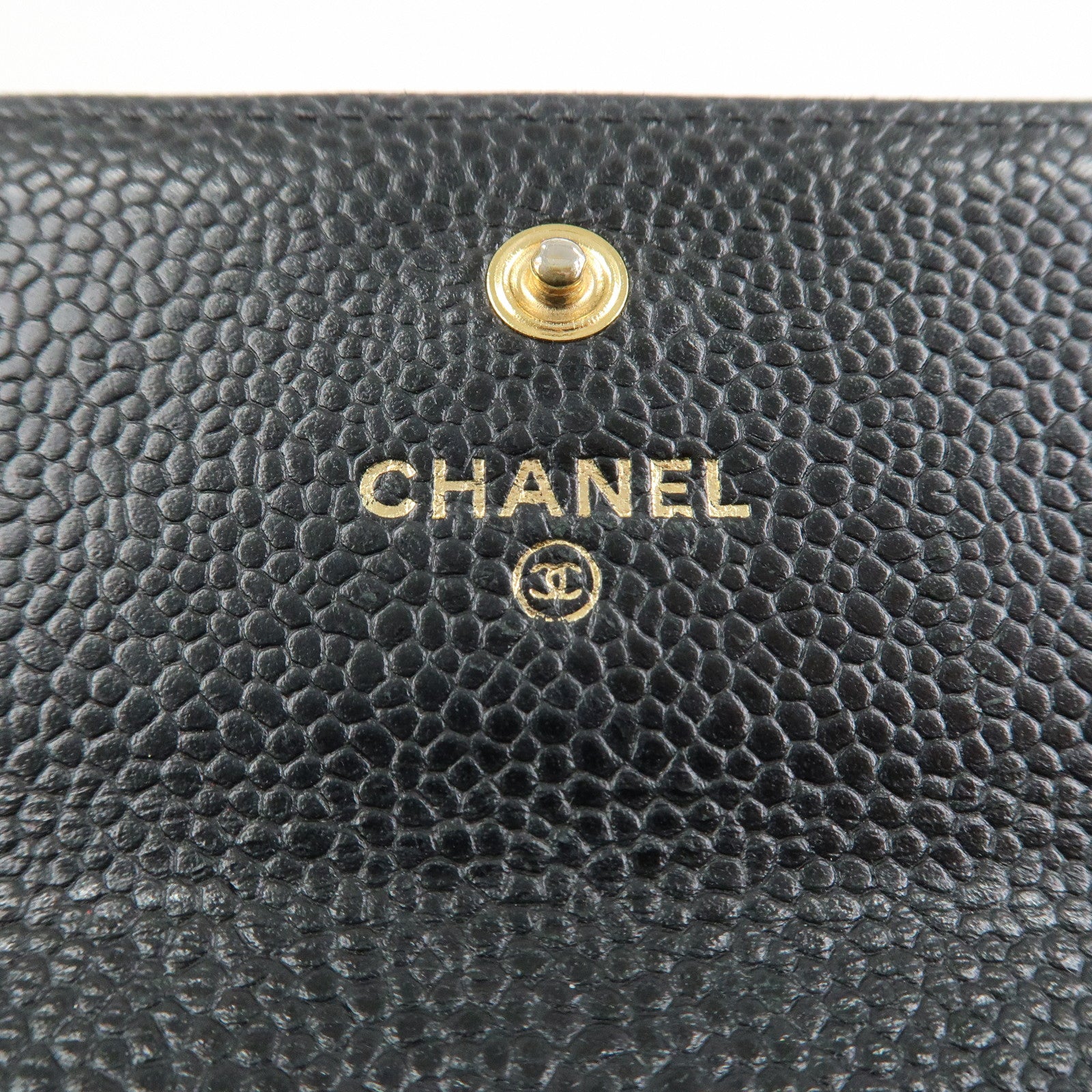 CHANEL COCO Mark Matelasse Caviarskin Long Flap Wallet Black A50096