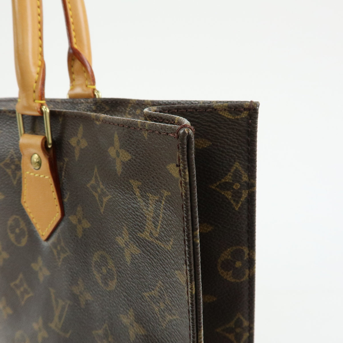 Louis Vuitton Monogram Sac Plat Tote Bag Hand Bag Brown M51140