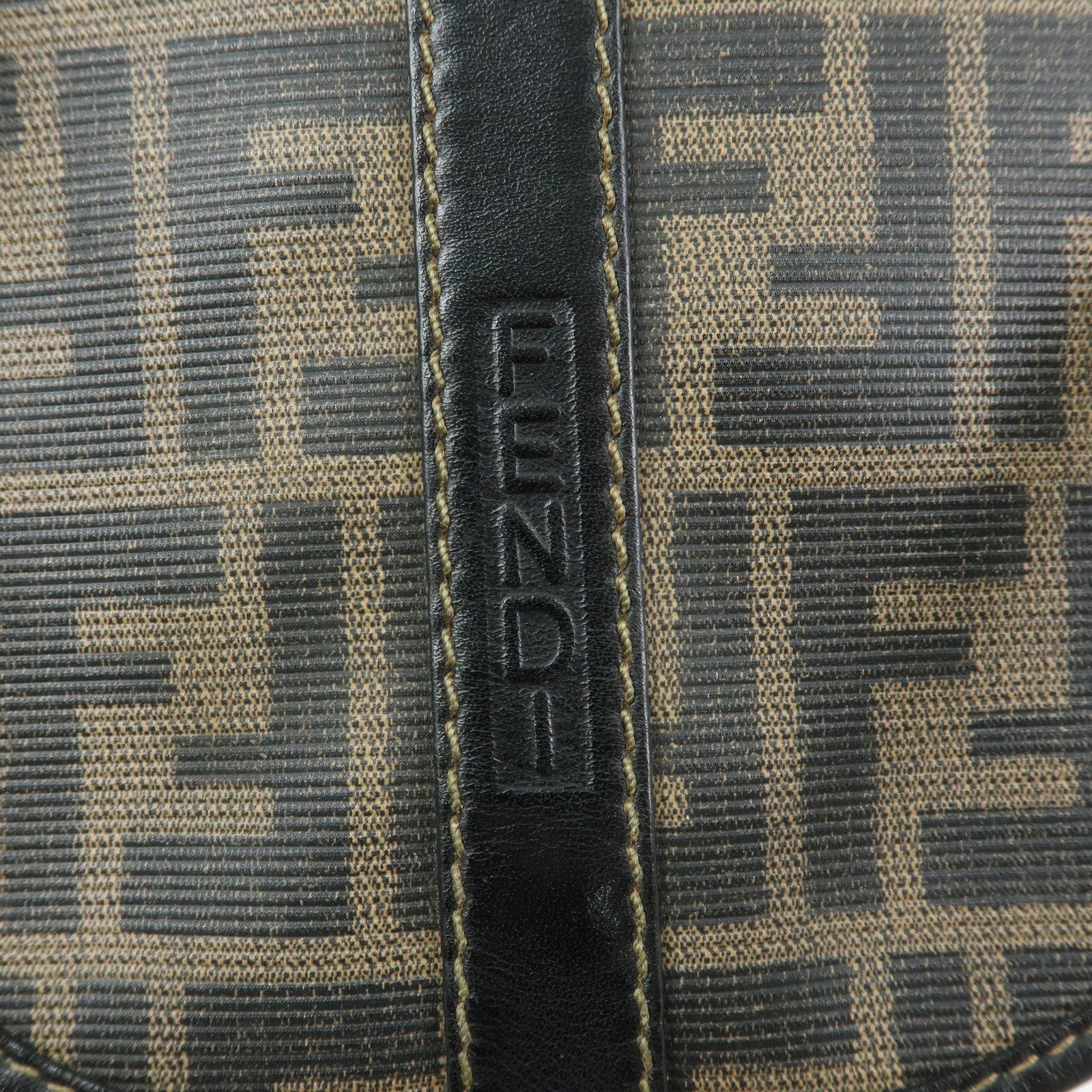 FENDI Zucca PVC Leather Canvas Shoulder Bag Brown Black