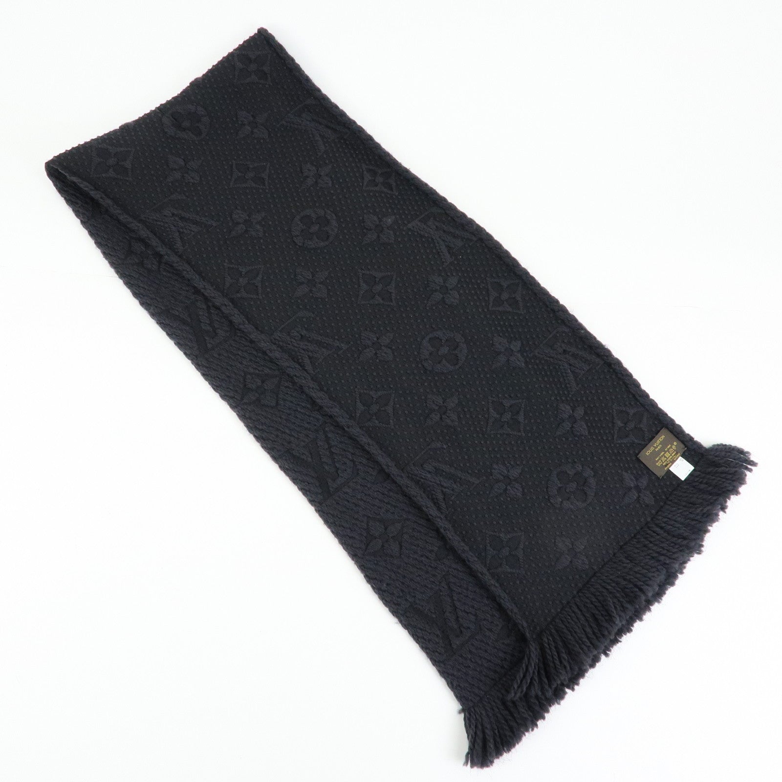 Louis Vuitton Echarpe Logomania Wool Silk Scarf Black M72431