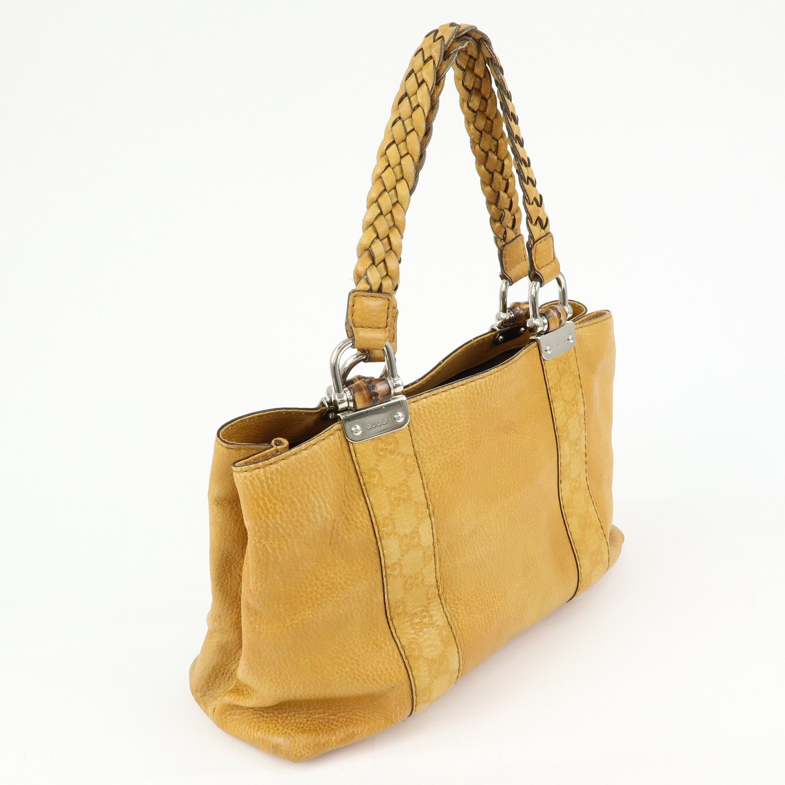 GUCCI Bamboo Bar Guccissima Leather Tote Bag Mustard 232947