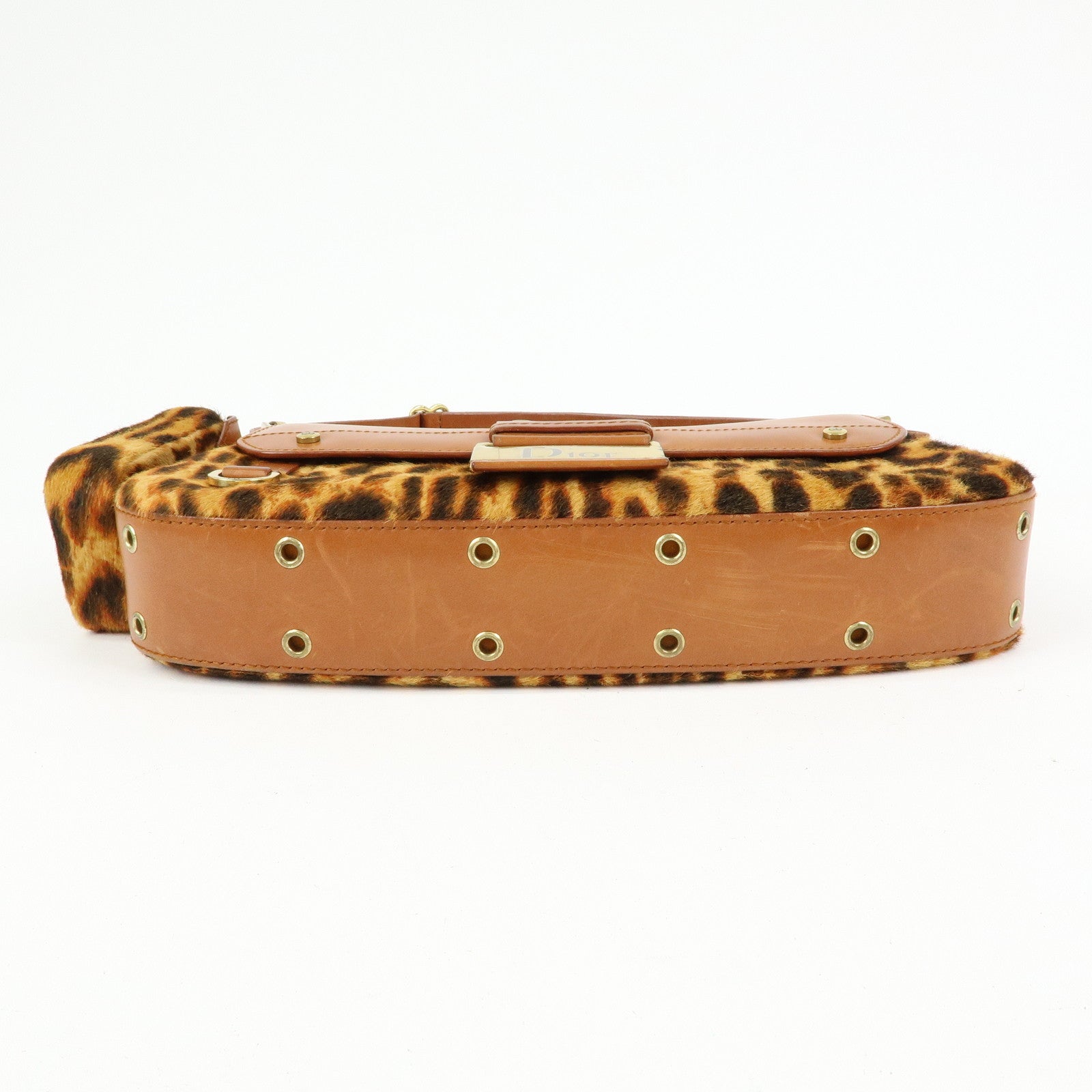 Christian Dior Street Chic Unborn Calf Leather Hand Bag Leopard