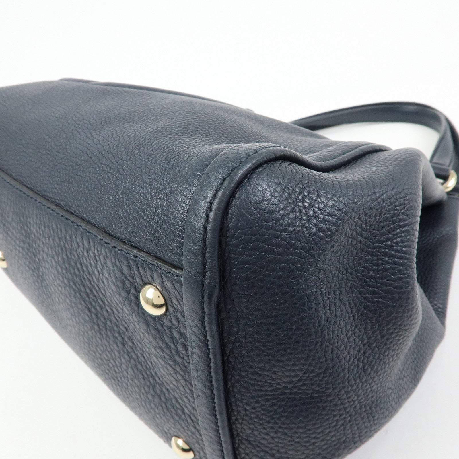 GUCCI SOHO Interlocking G Leather Tote Bag Shoulder Bag Navy 282309