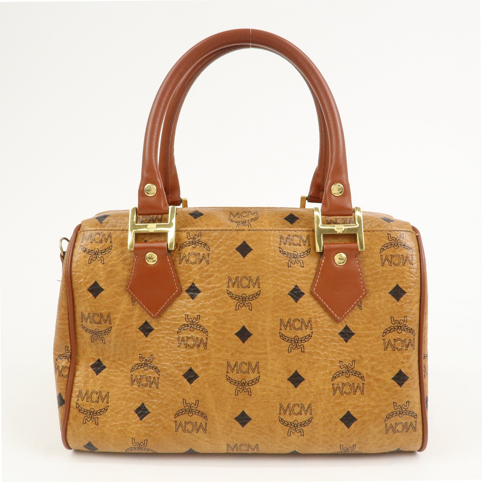 MCM Visetos Leather 2WAY Bag Hand Bag Shoulder Bag Brown