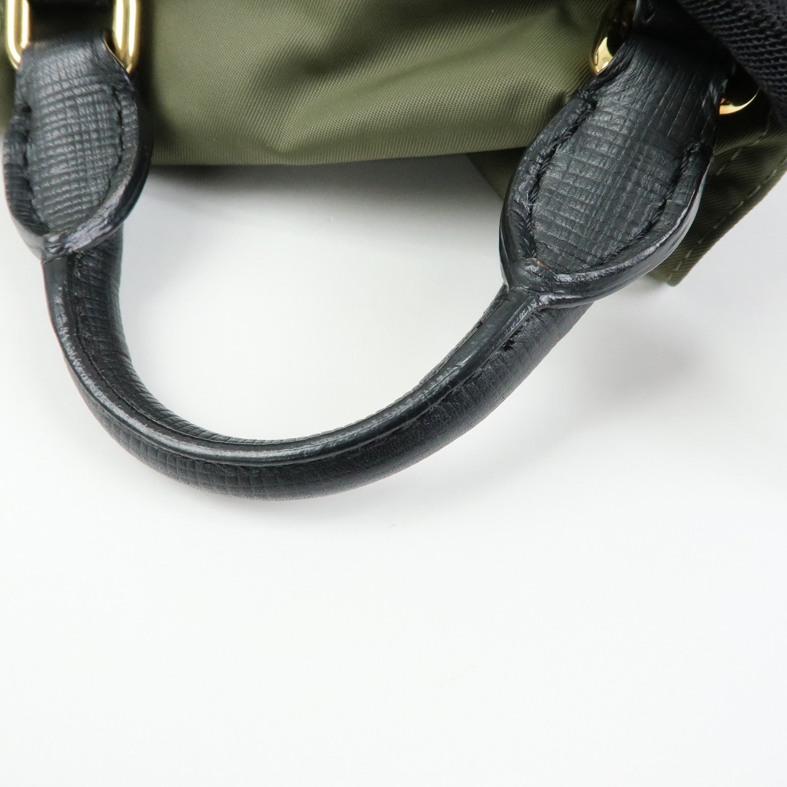BURBERRY Logo Nylon Leather Backpack Rucksuck Khaki Black