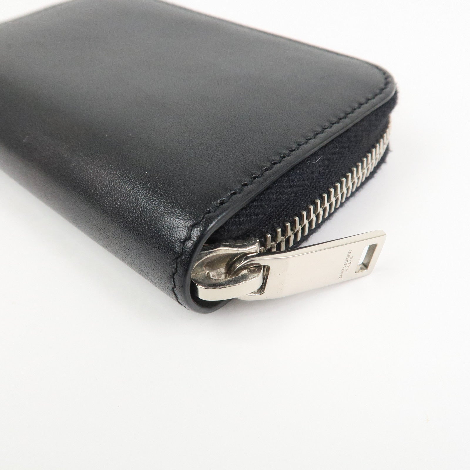 SAINT LAURENT PARIS Leather Coin Case Coin Wallet Black 506522