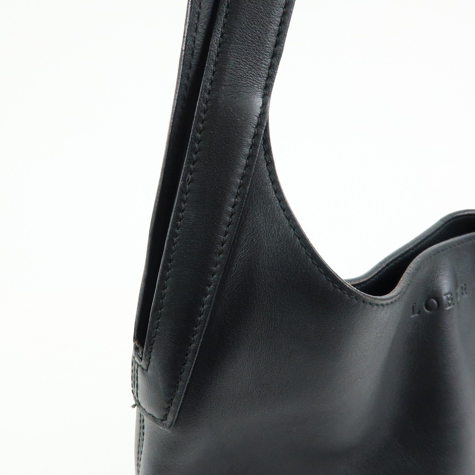 LOEWE Logo Leather Shoulder Bag Hand Bag Black