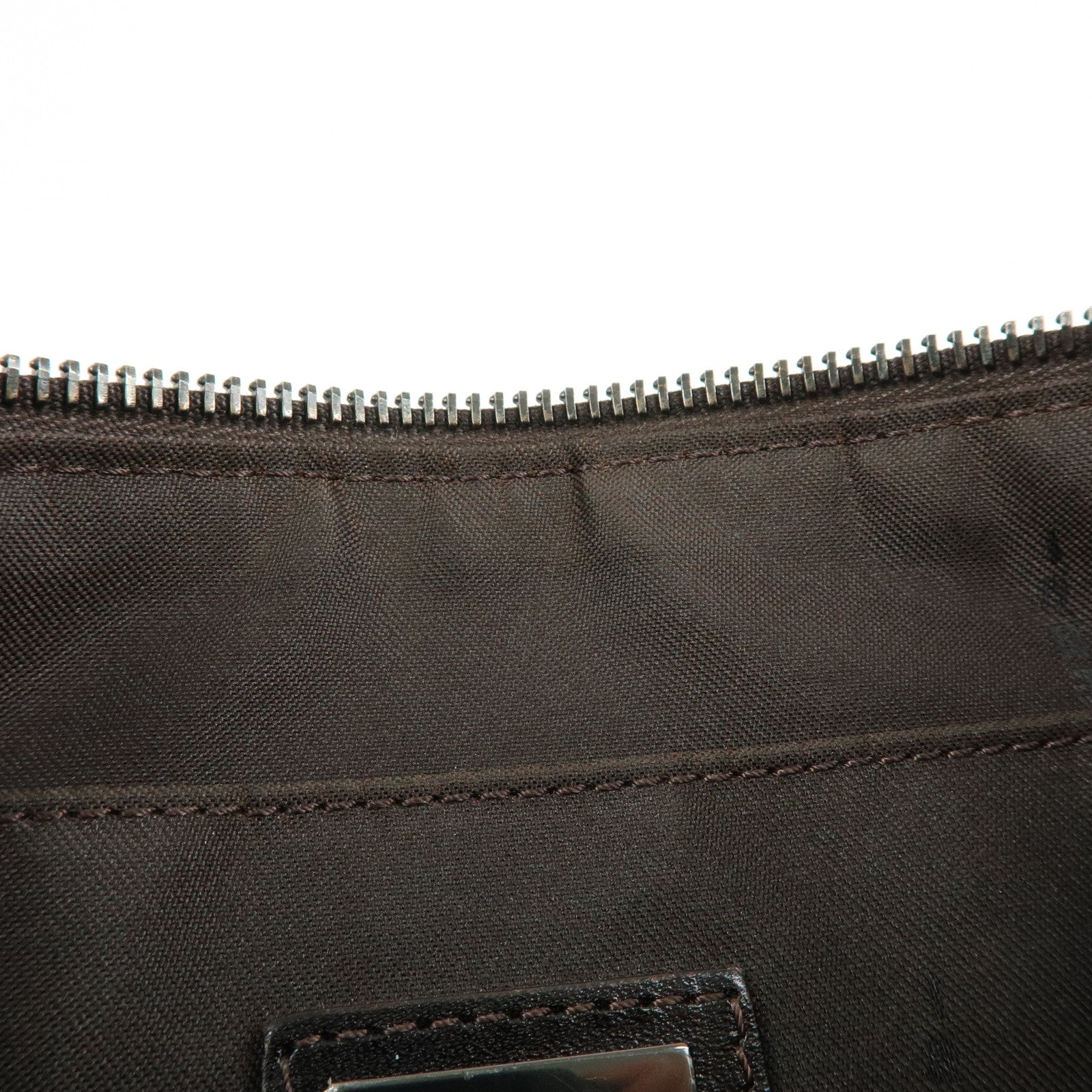 FENDI Zucca Canvas Leather Hand Bag Shoulder Bag Brown 8BR156