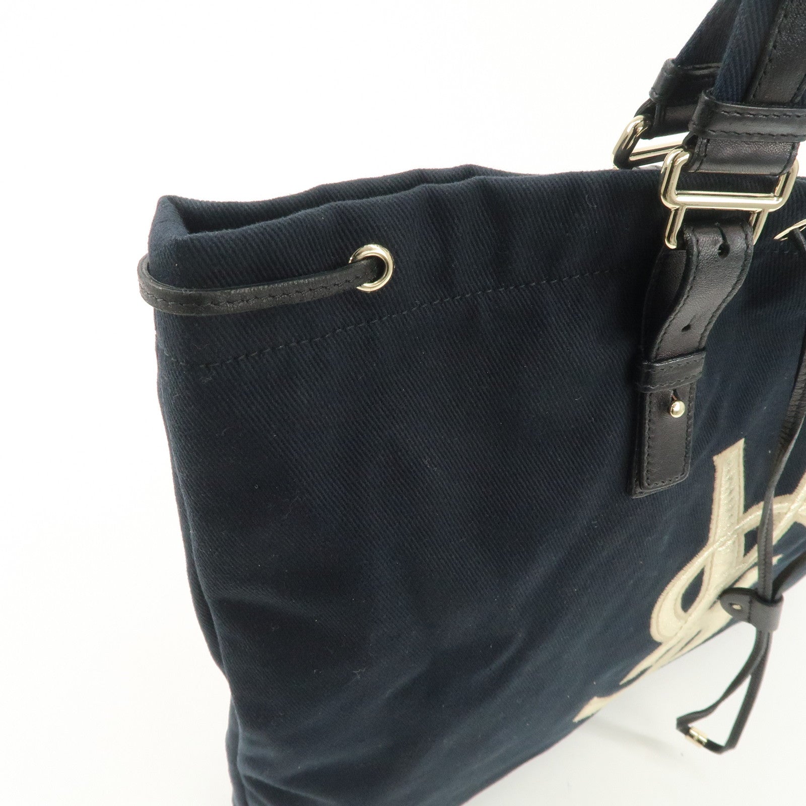 Saint Laurent Kahala Canvas Leather Tote bag Shoulder Bag Black Used