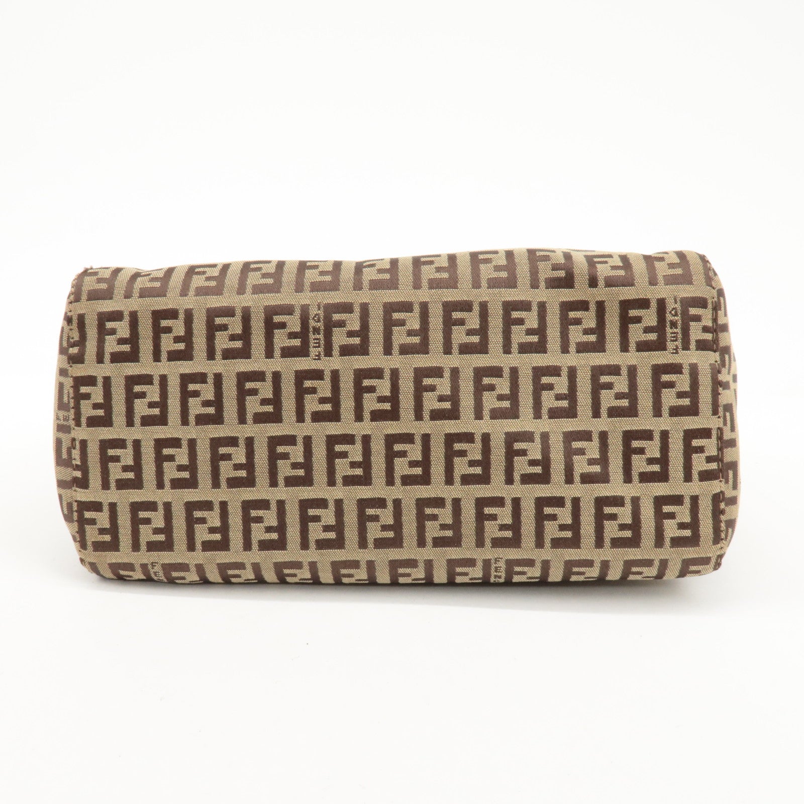 FENDI Zucchino Canvas Leather Shoulder Bag Hand Bag Brown 8BL000 Used