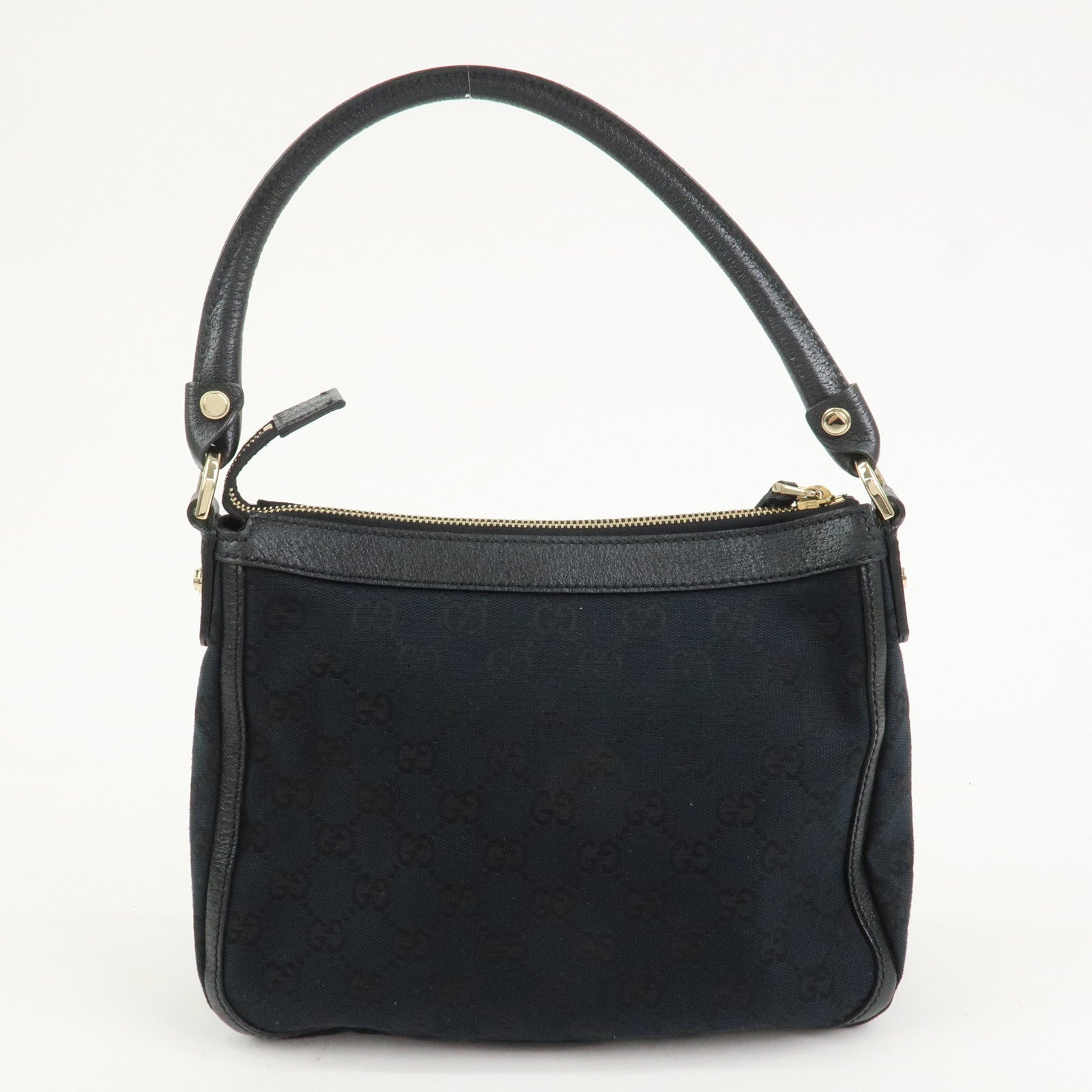 GUCCI GG Canvas Leather Shoulder Bag Hand Bag Black 146244