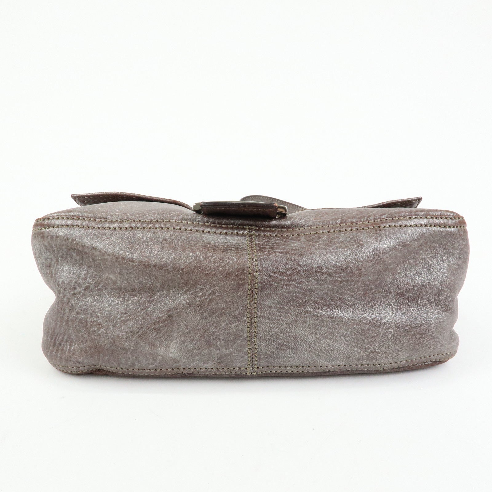 FENDI Mamma Baguette Leather Shoulder Bag Metallic Brown 8BR001