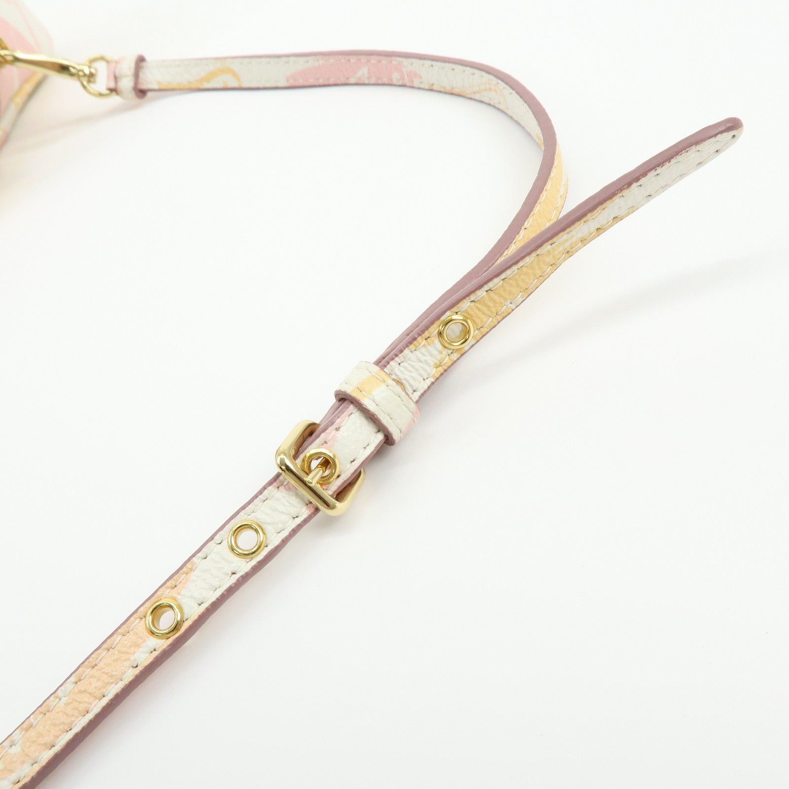 MIU MIU Cat Madras Leather Shoulder Bag Pink Orange White 5NF011