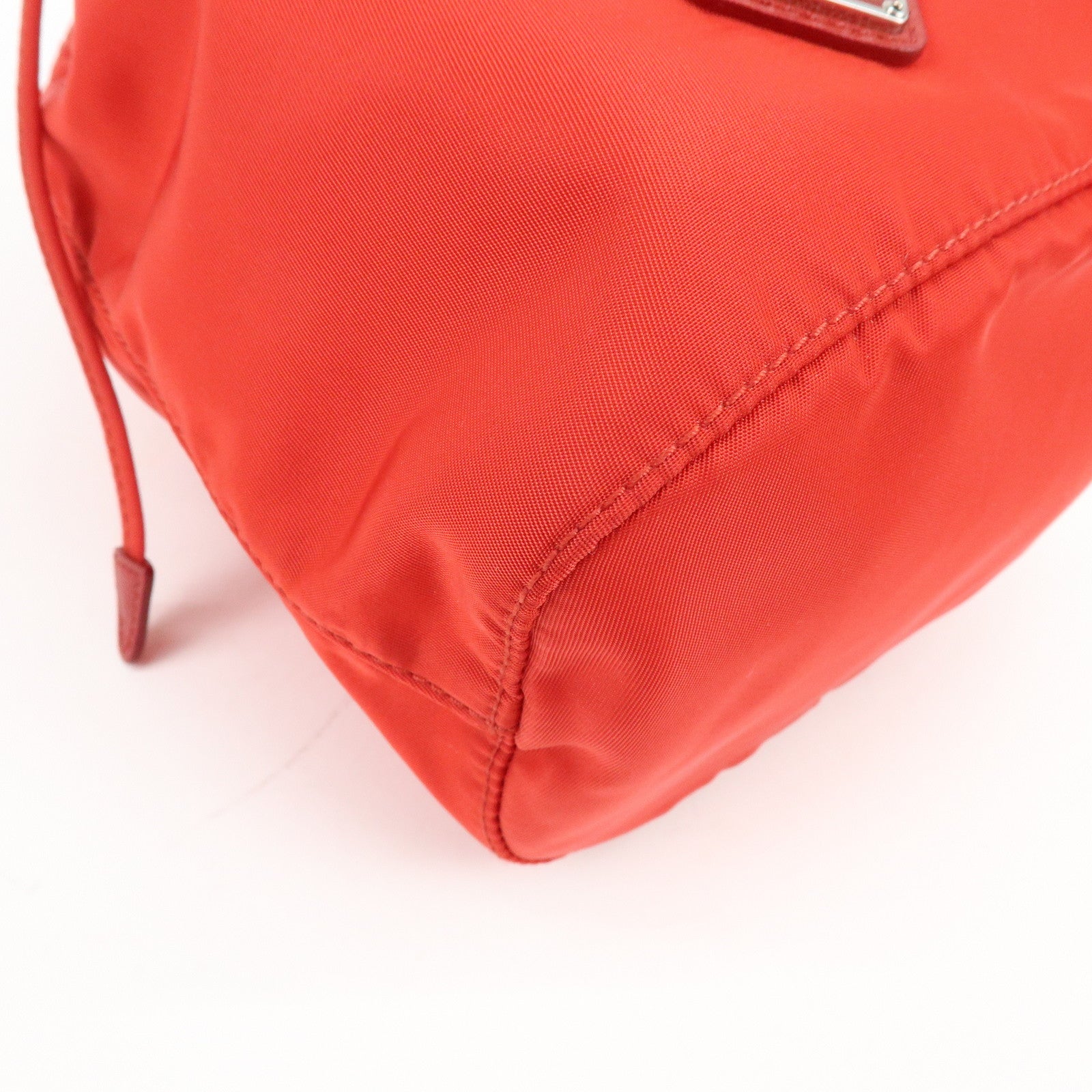 PRADA Triangle Logo Nylon Saffiano Leather Cosmetic Pouch 1NA369