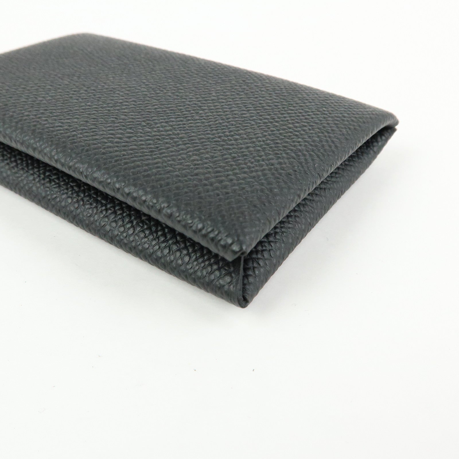 HERMES CALVI Duo Veau Epsom Card Case Card Holder W Stamped Black