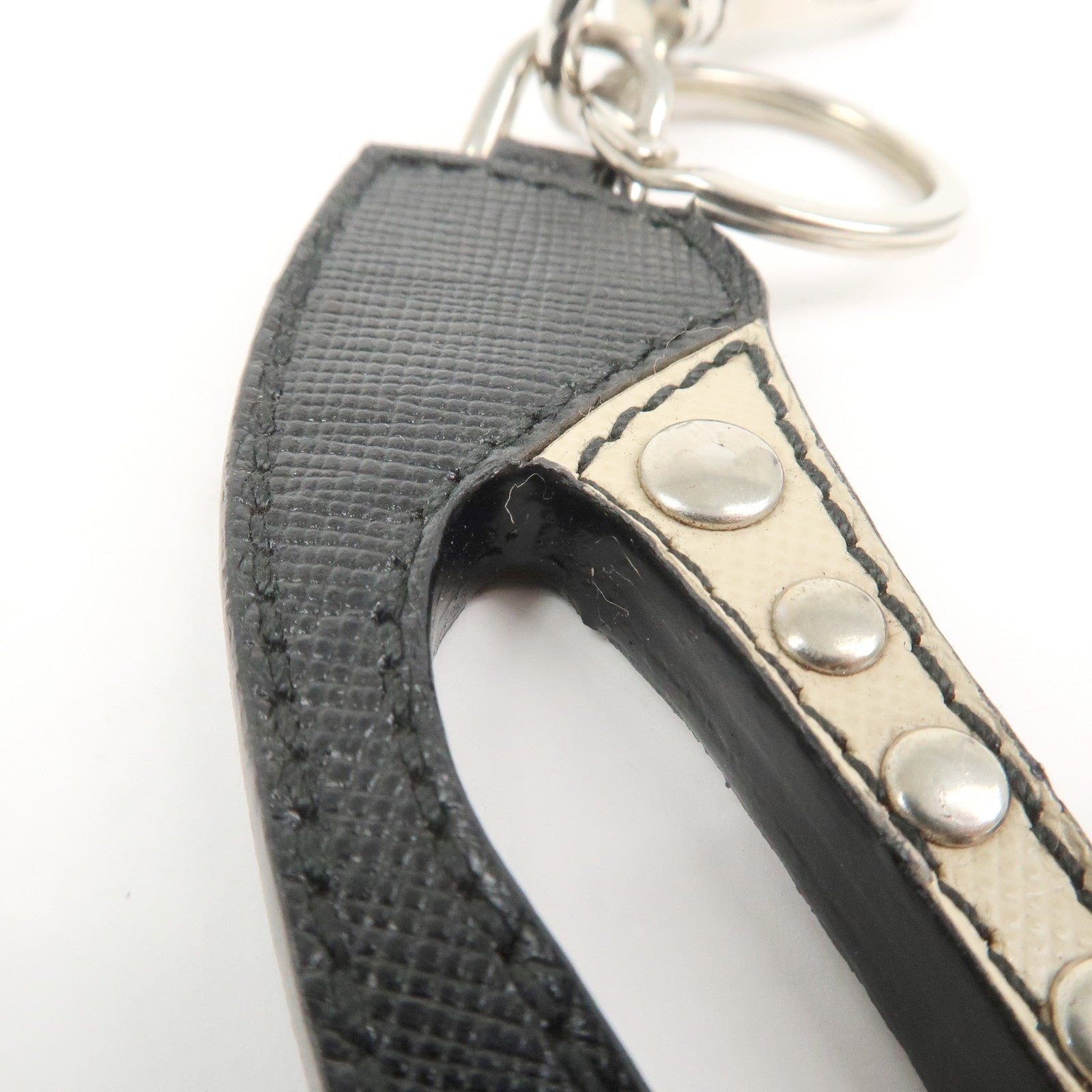 PRADA High Heel Motif Leather Bag Charm Key Chain Black 1AR295