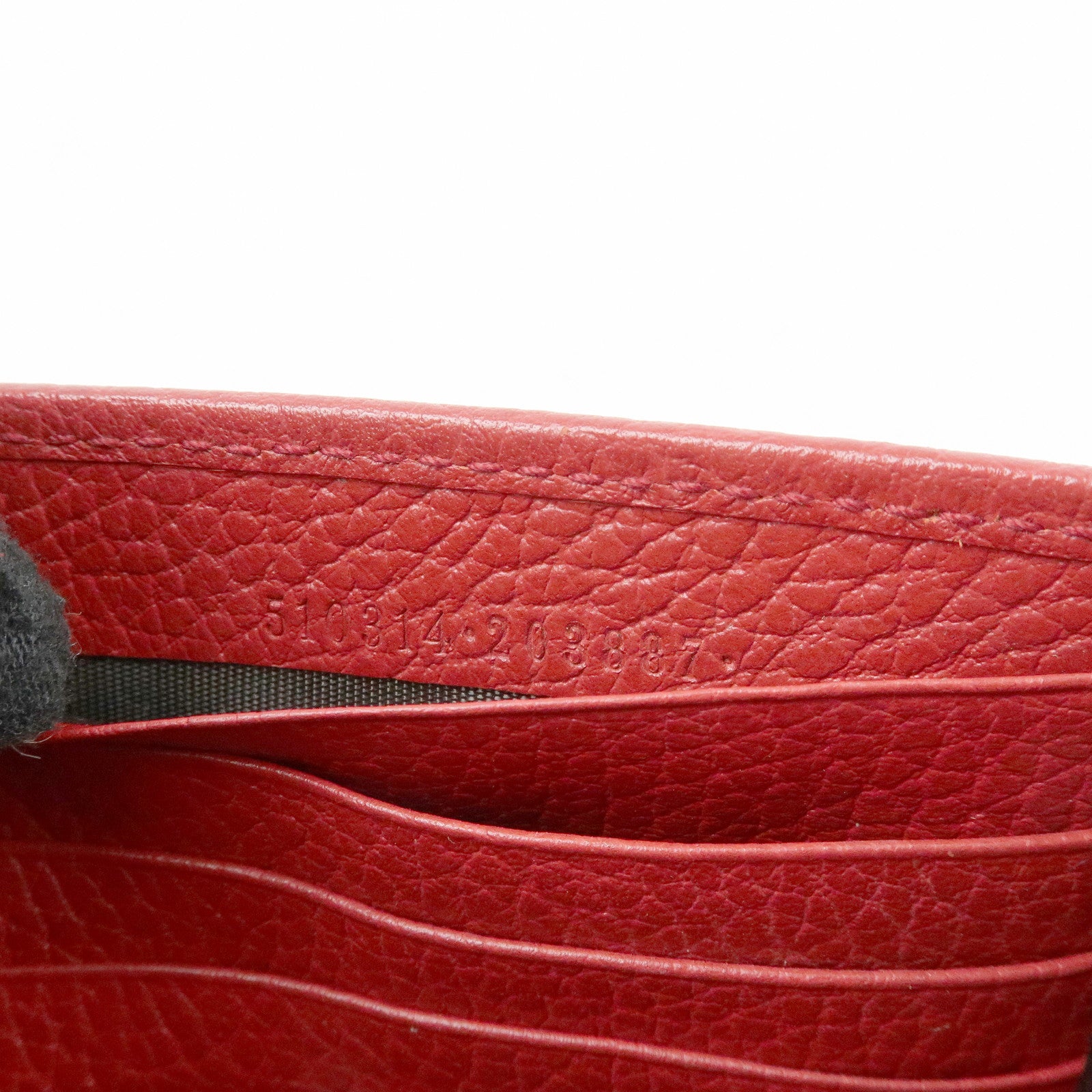 GUCCI Interlocking G Leather Chain Wallet Shoulder Bag Red 510314