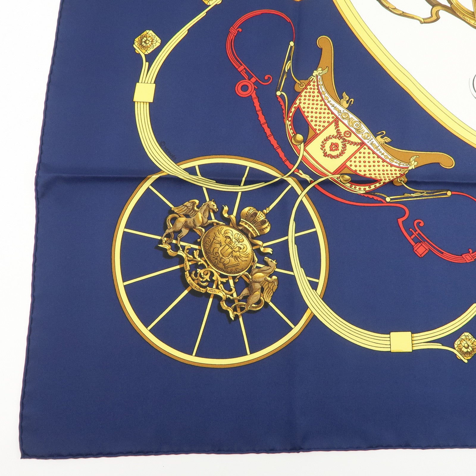 HERMES Carre 90 Silk 100% Scarf SPRINGS Navy