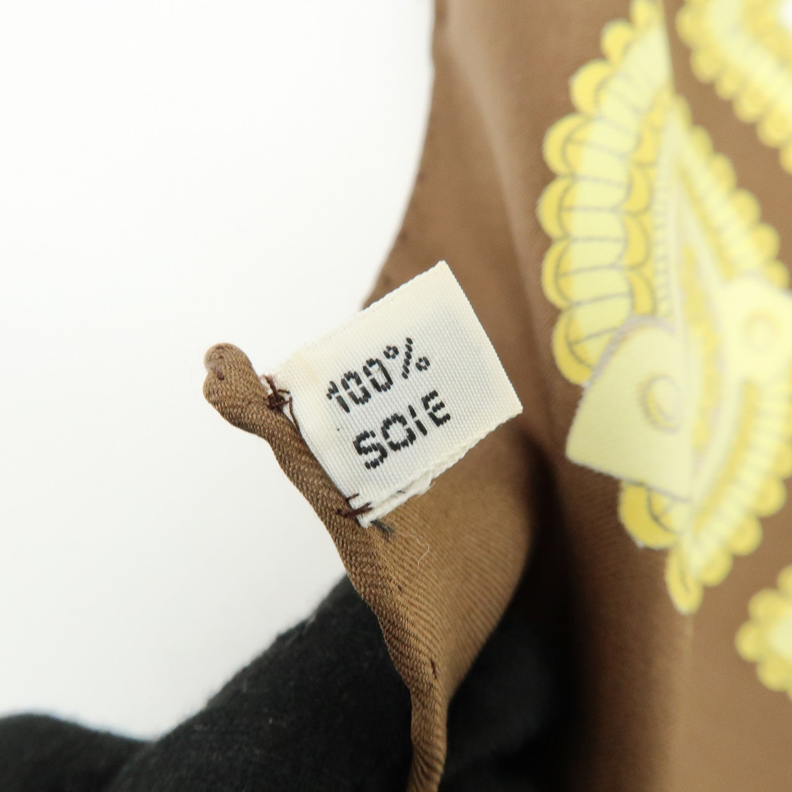 HERMES Carre 90 Silk 100% Scarf SELLES A HOUSSE Gold Brown