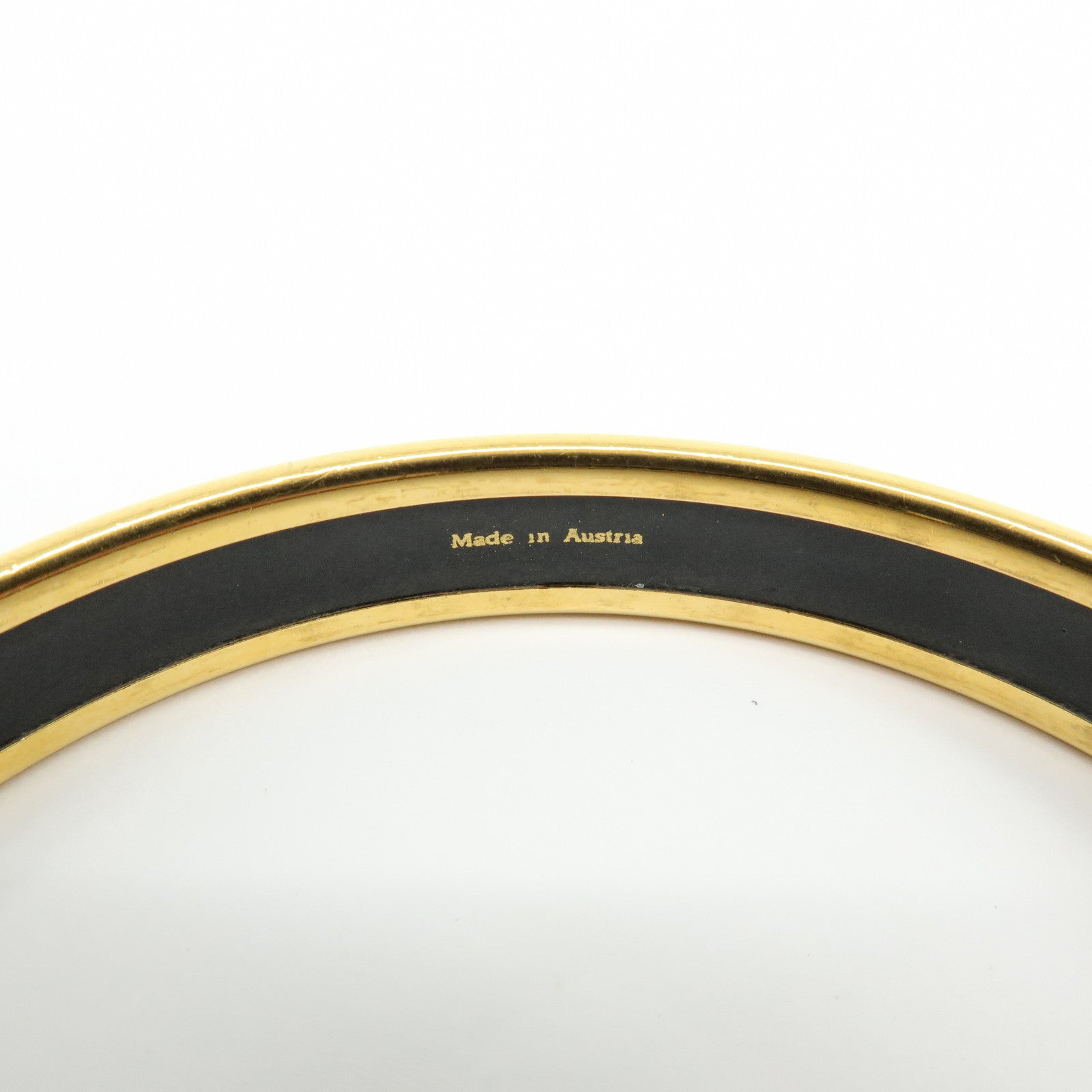 HERMES Email PM Gold Plated Bangle Bracelet Dark Navy Multicolor