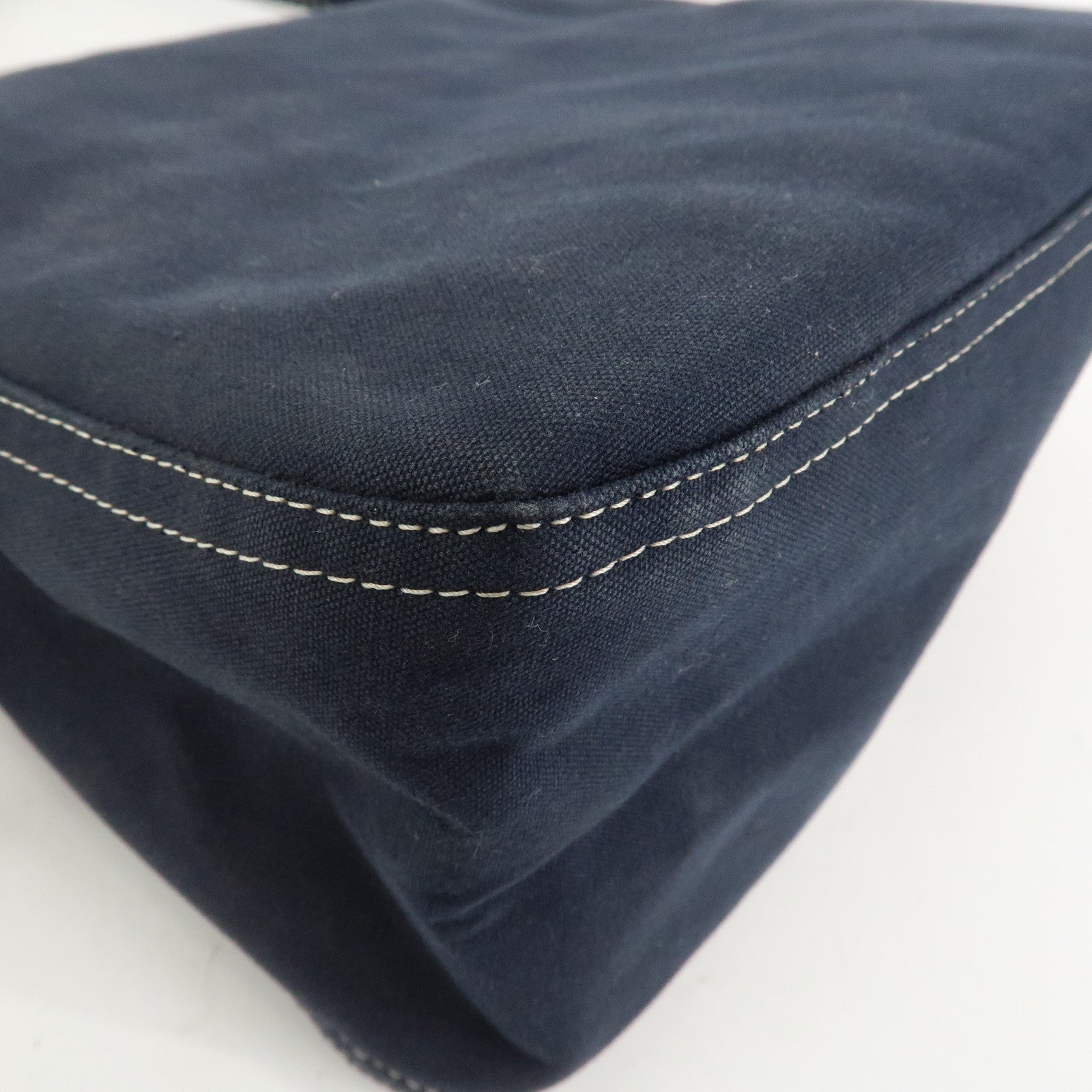 FENDI Logo Canvas Shoulder Bag Hand Bag Navy 26426