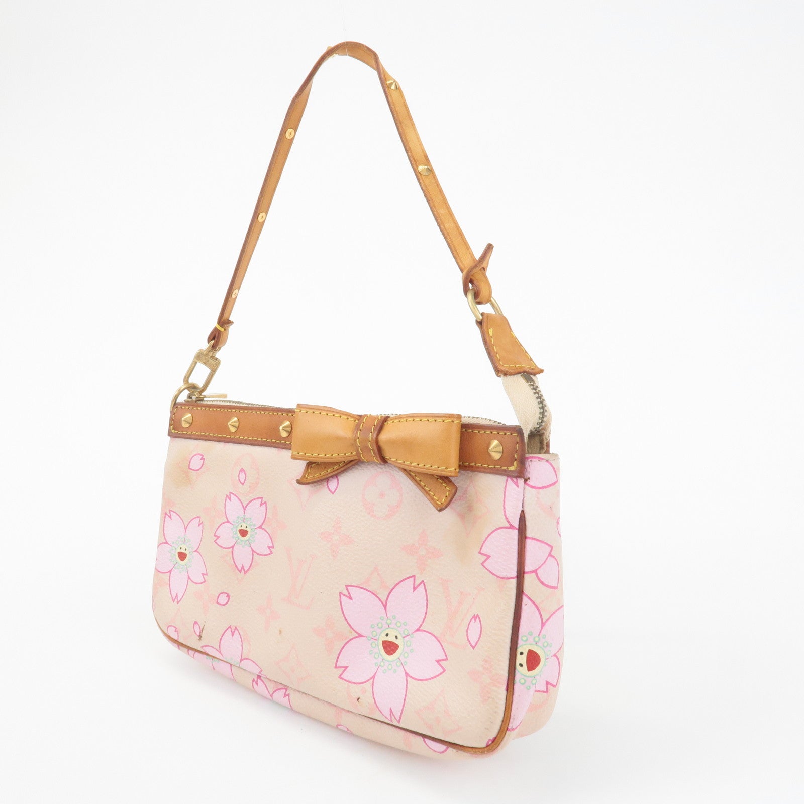 Louis Vuitton Cherry Blossom Pochette Accessoires Hand Bag Pink M92007 Used